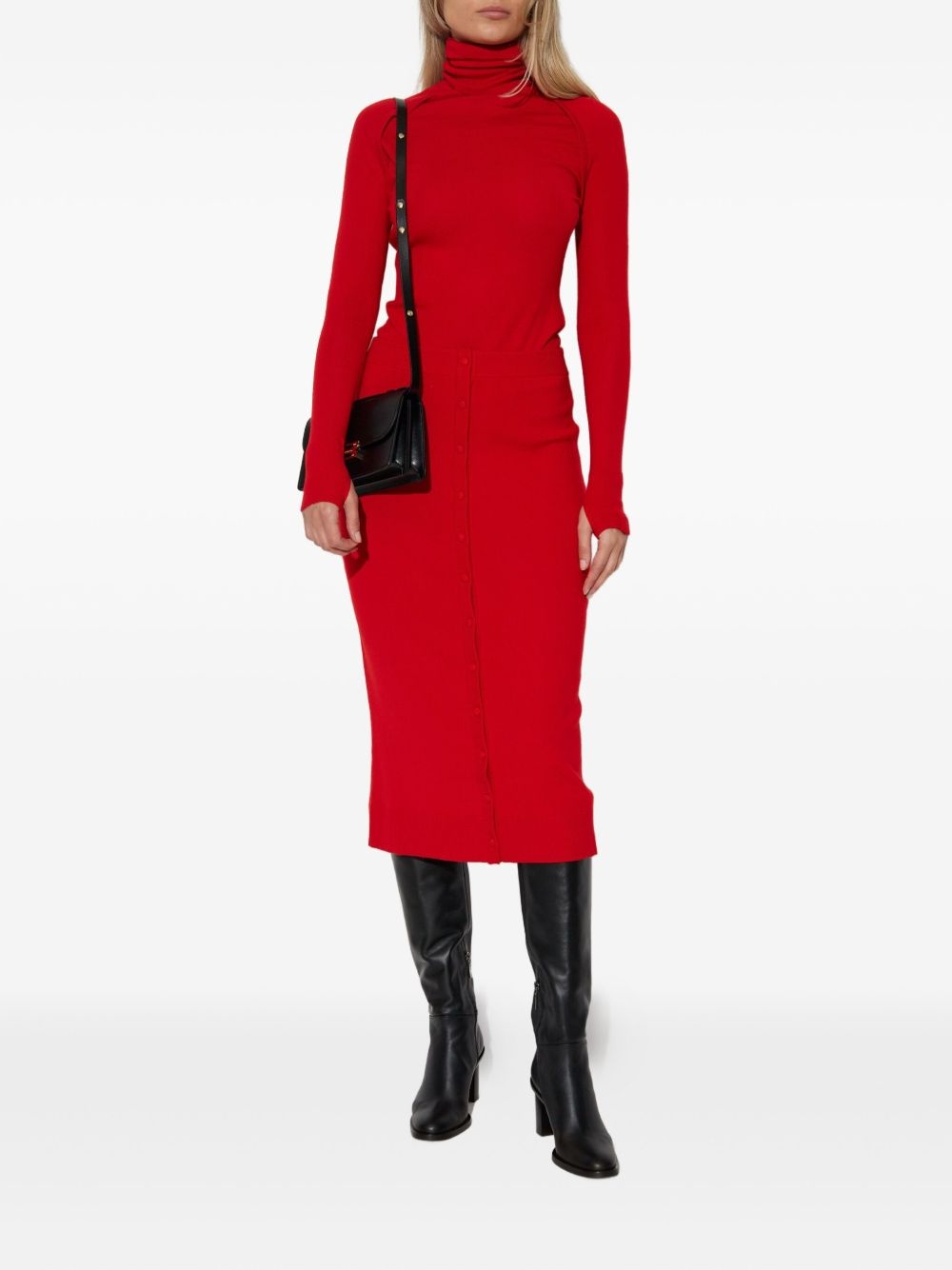 button-front fitted skirt - 2