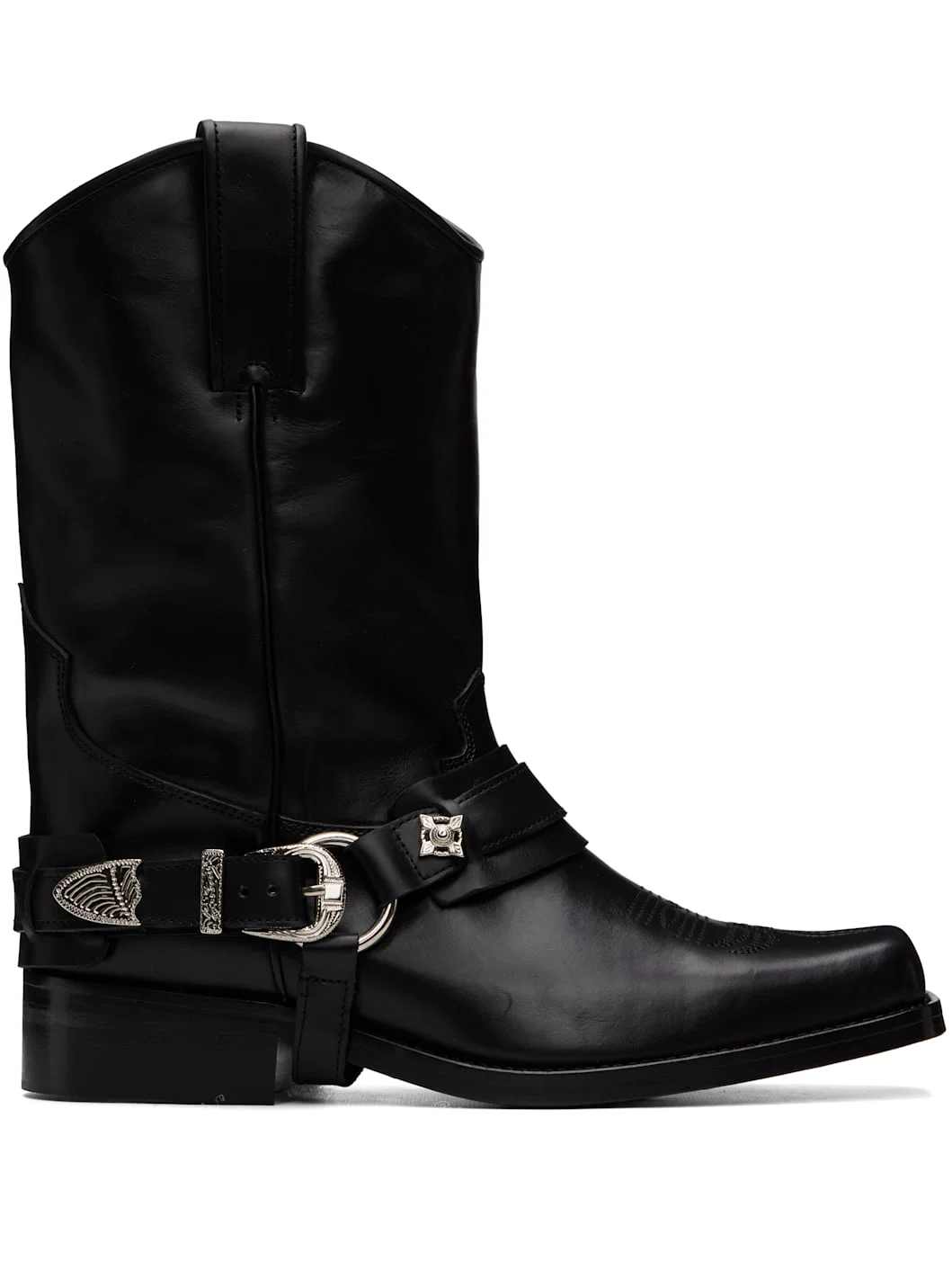 Black Hard Leather Boots - 1