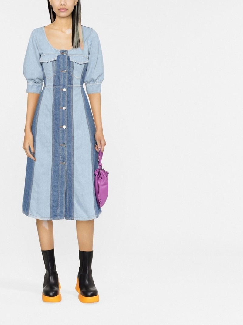 GANNI panelled midi organic cotton dress outlook