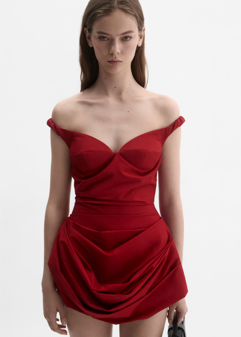 MAGDA BUTRYM Off-shoulder bustier dress in red outlook