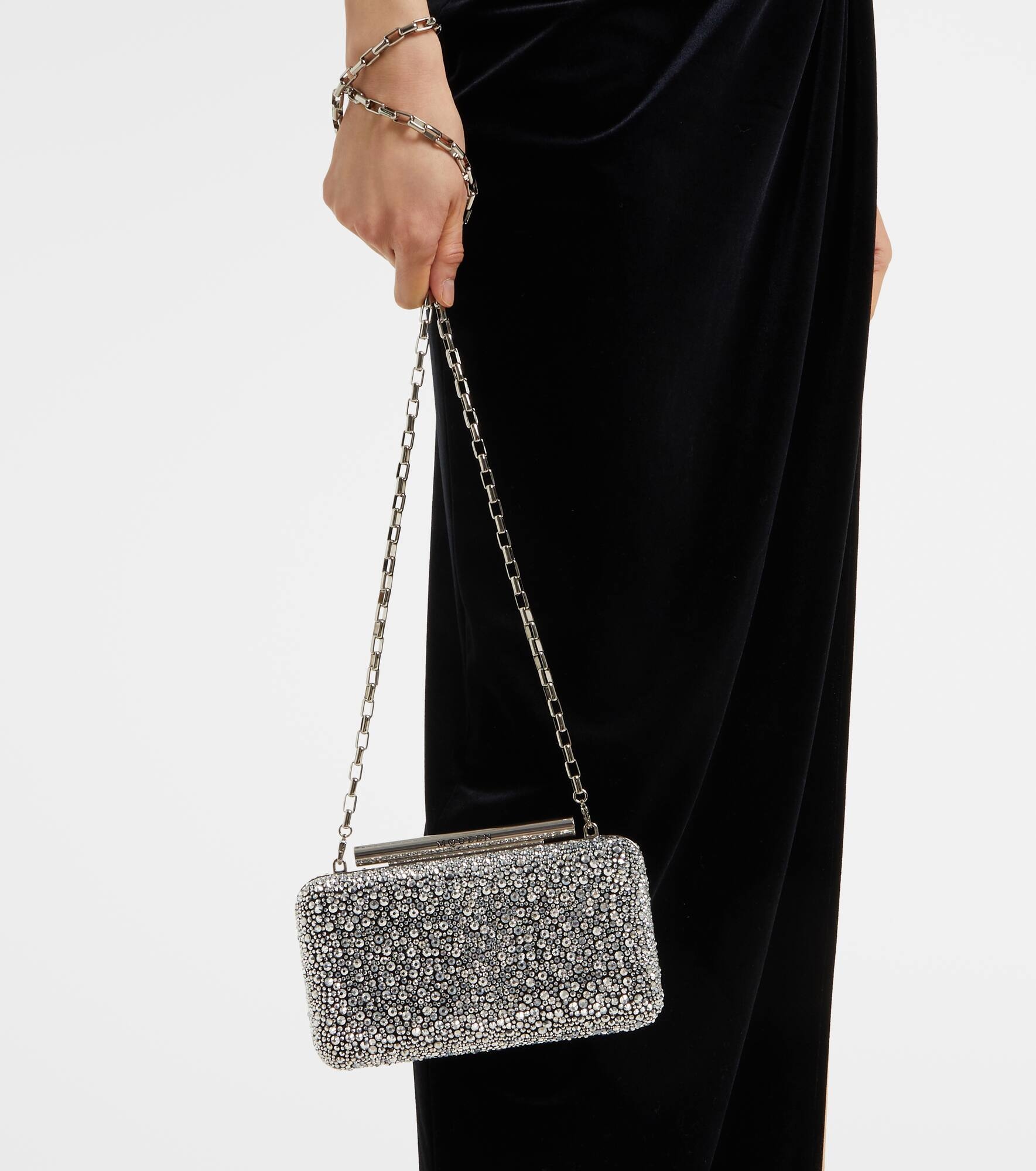 T-Bar crystal-embellished leather box clutch - 2