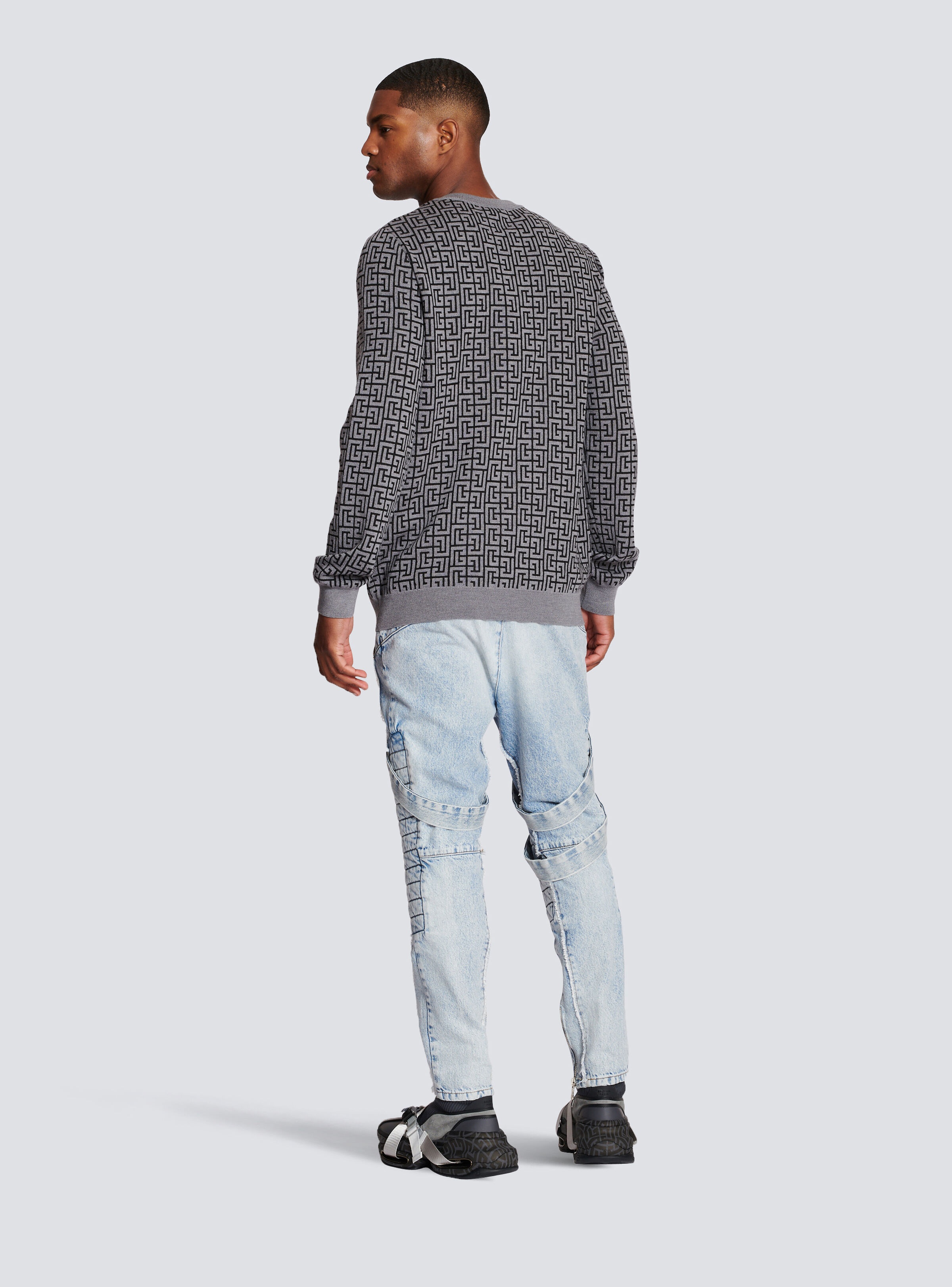 Wool jumper with Balmain monogram - 4