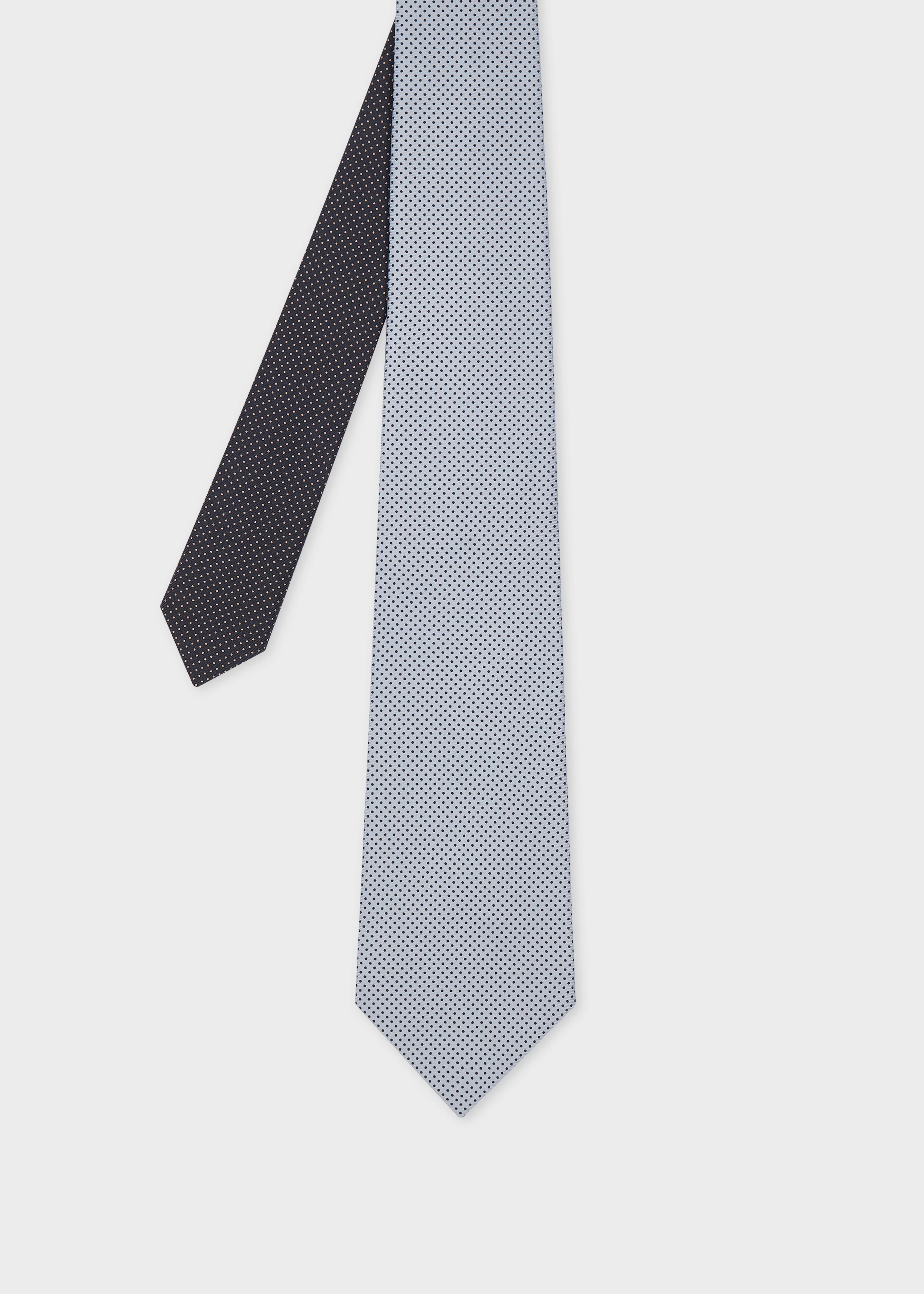 Blue Silk Polka Dot Tie - 1