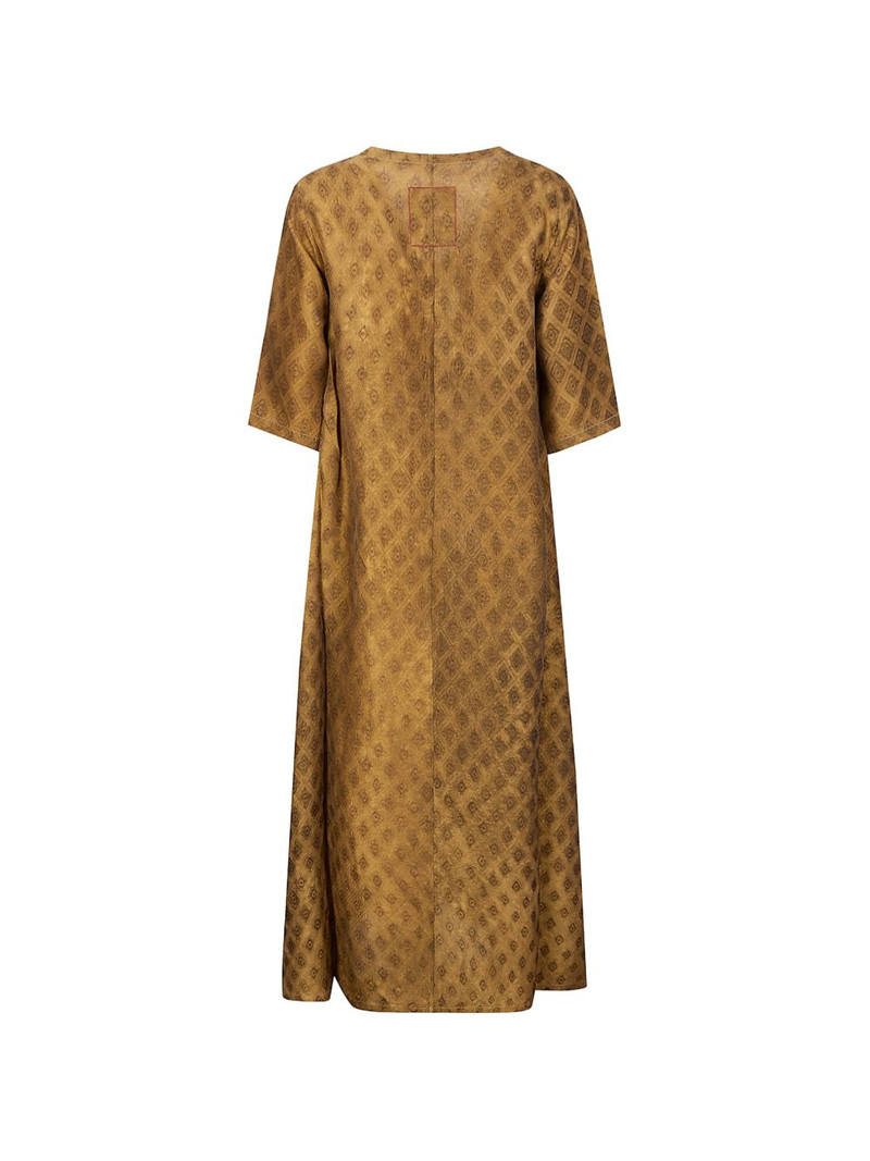 UMA WANG Apostle V-neck patterned midi dress outlook