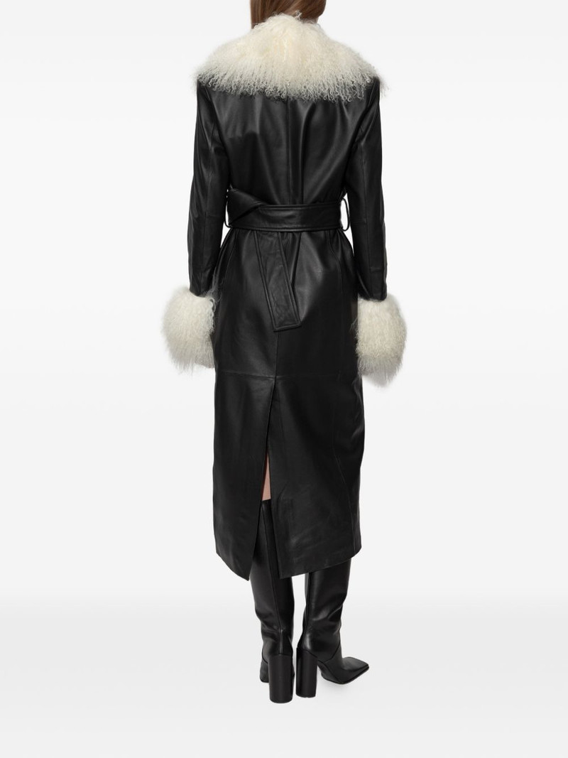 Monica fur-trim belted coat 4