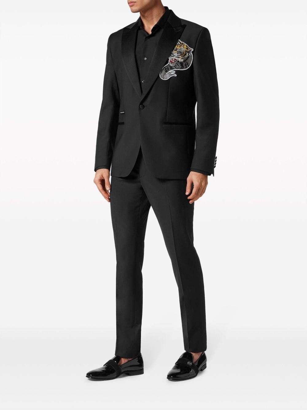 tattoo-appliquÃ© single-breasted blazer - 2