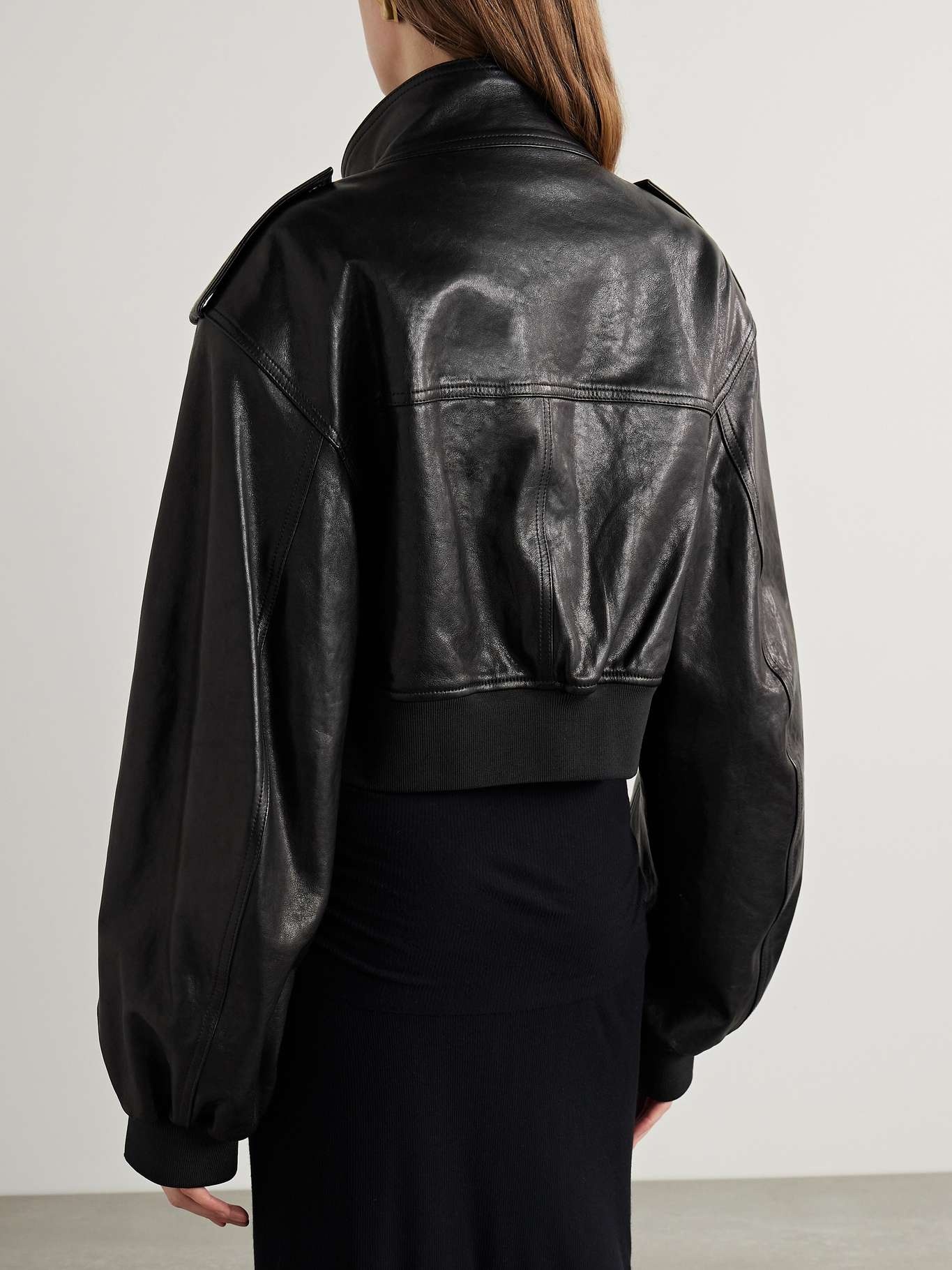 Kember cropped leather bomber jacket - 3