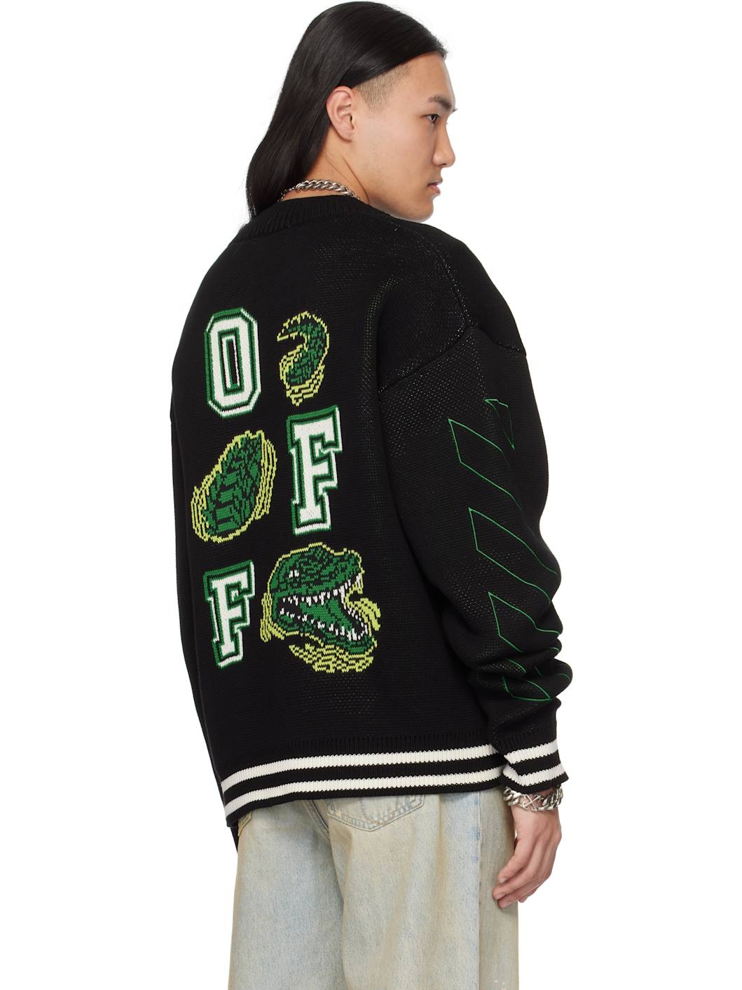 Black Crocodile Varsity Cardigan - 3
