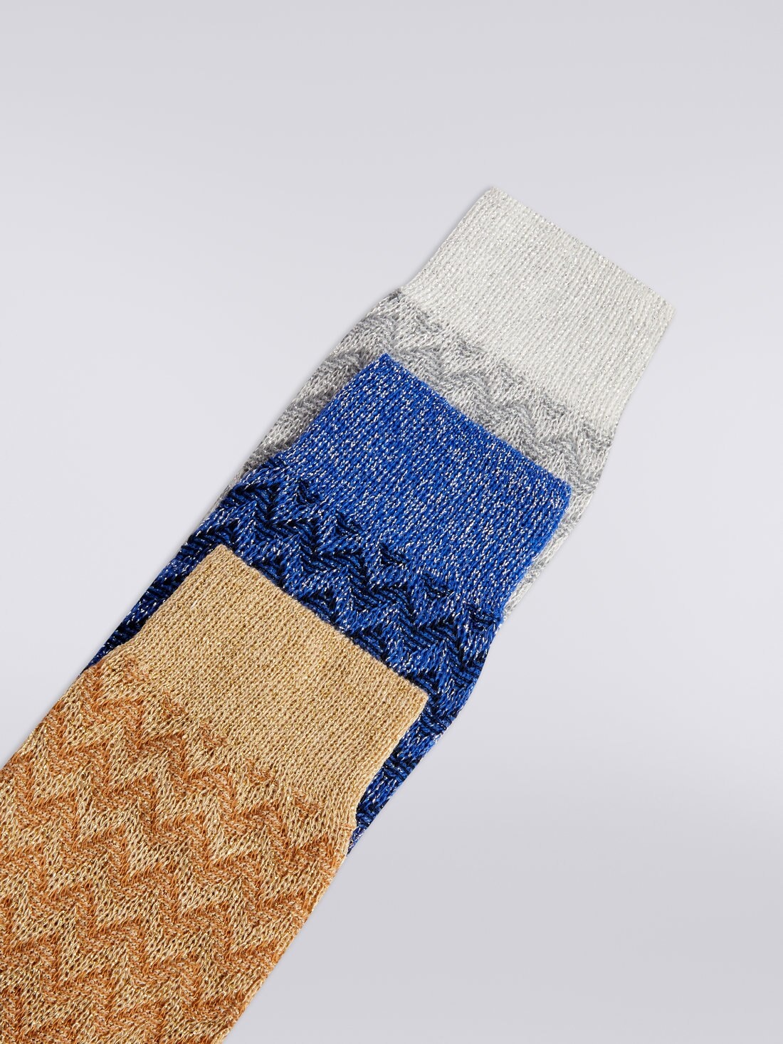 Three-piece set of zigzag cotton blend socks with lurex - 3