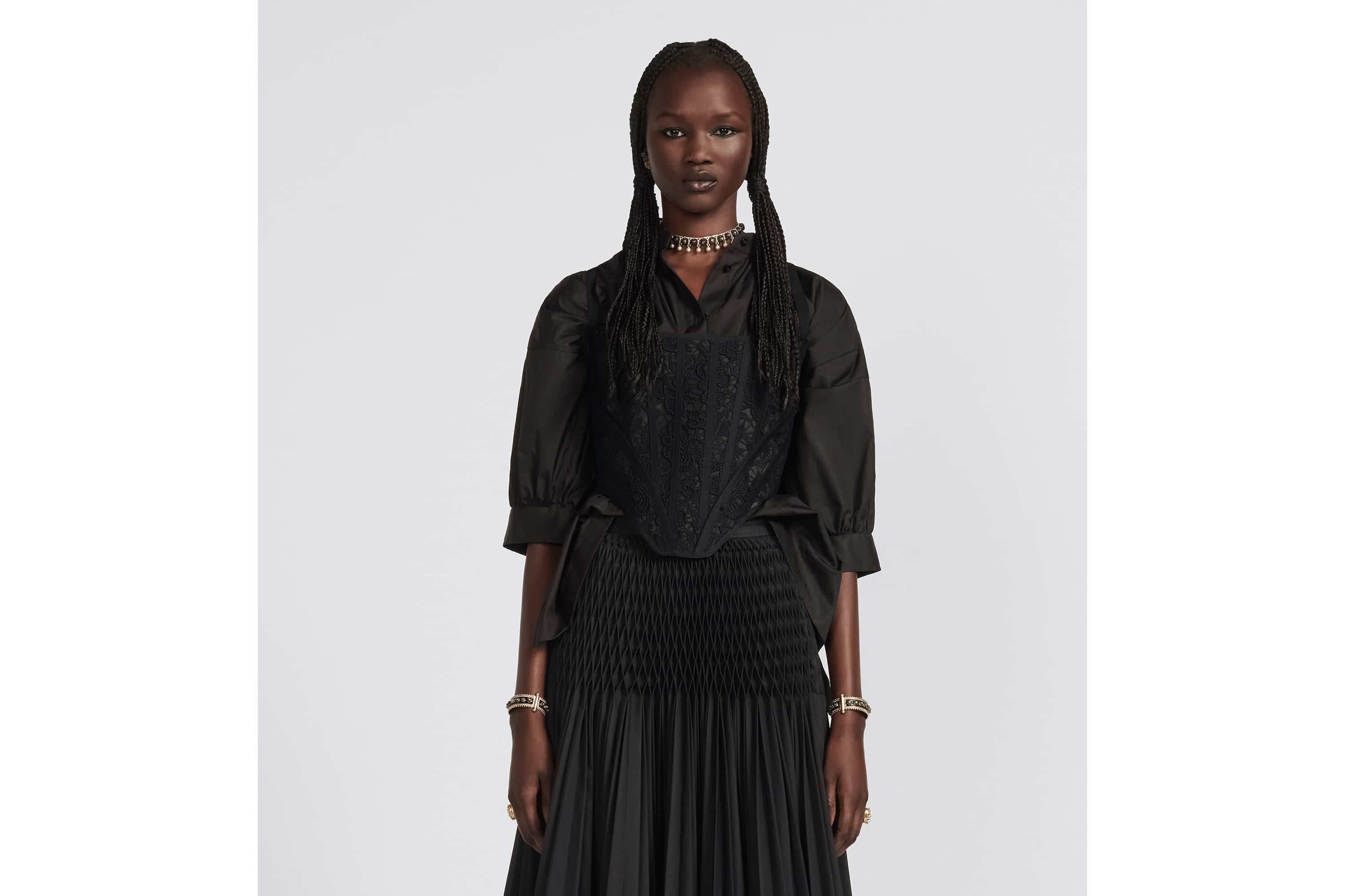 Three-Quarter Sleeve Pleated Blouse - 4