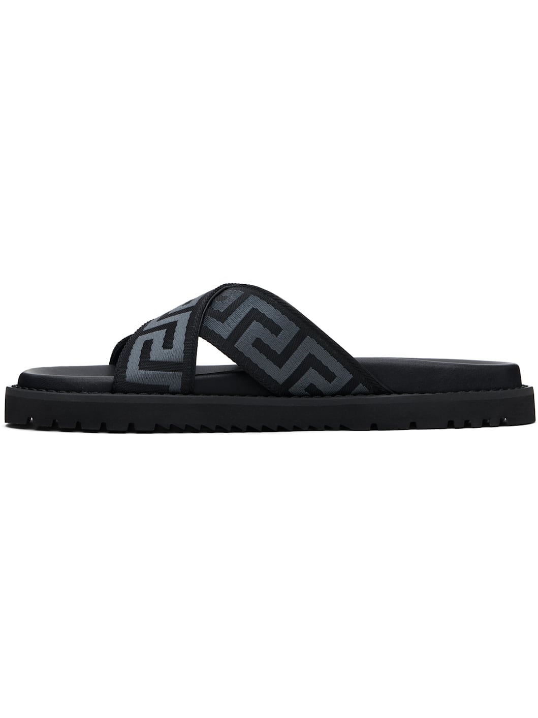 Black Greek Ribbon Sandals - 3