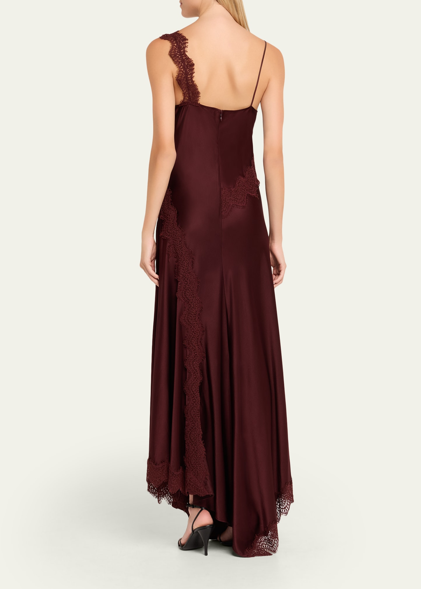 Vernon Lace-Trim Satin Slip Dress - 3