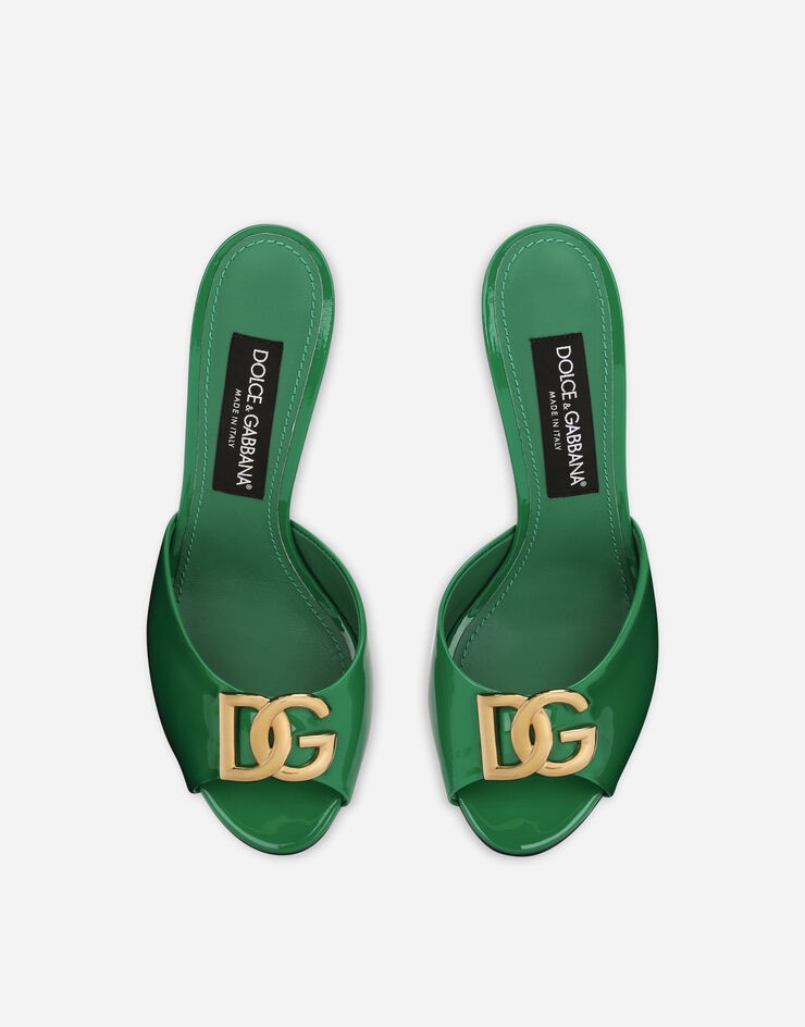 Patent leather mules with DG logo - 4