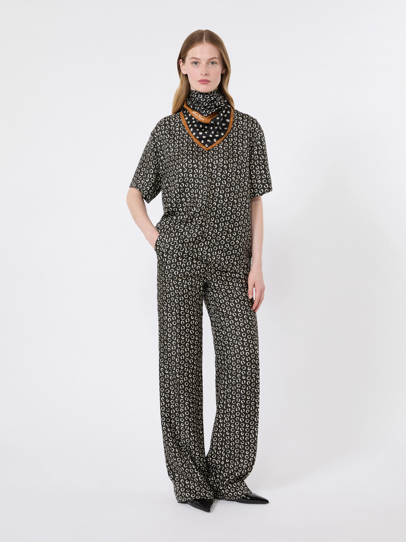 ROMANA Printed silk trousers - BLACK WHITE 2