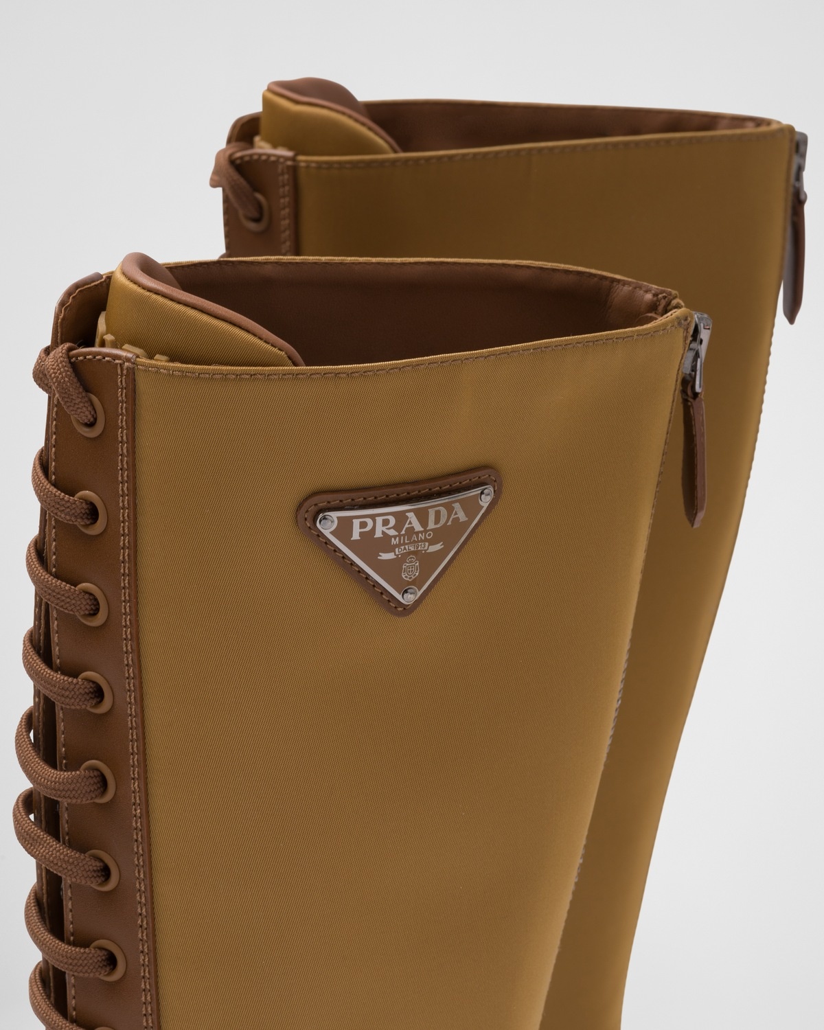 Brushed leather and Re-Nylon boots - 7