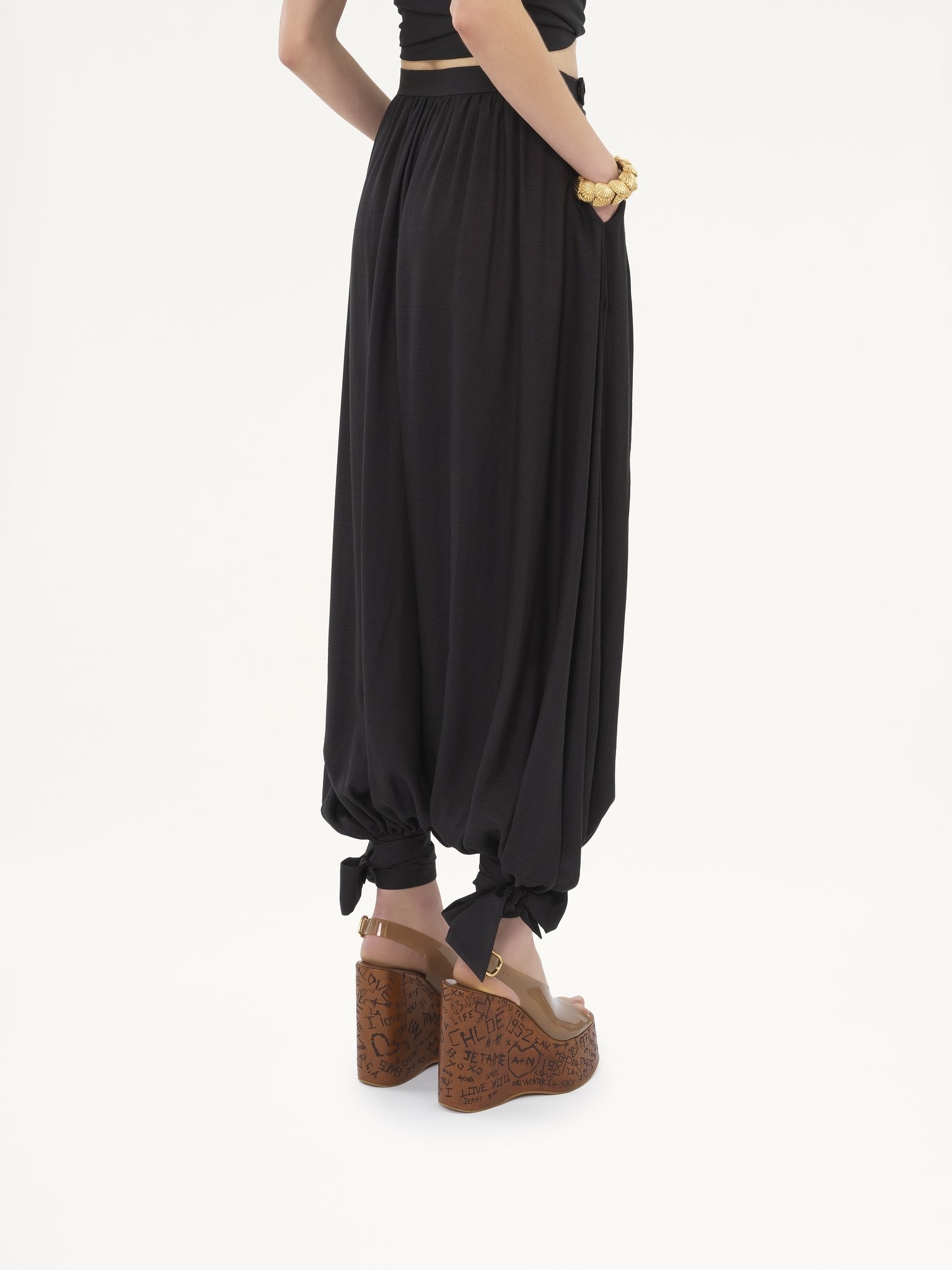 FLUID PLEATED PANTS IN SILK CHARMEUSE - 5