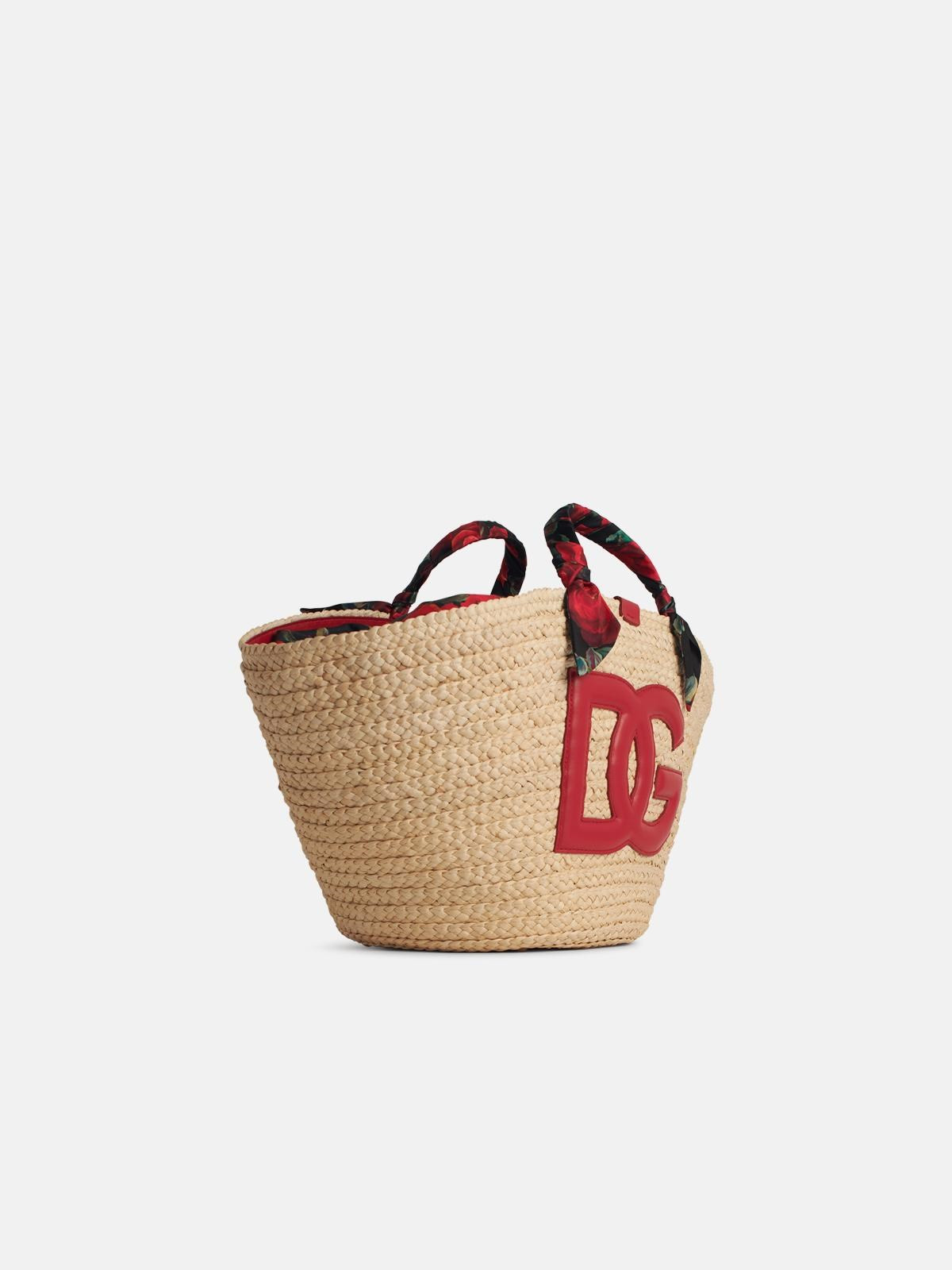 'RAFIA' RED CORN BLEND SHOPPING BAG - 2