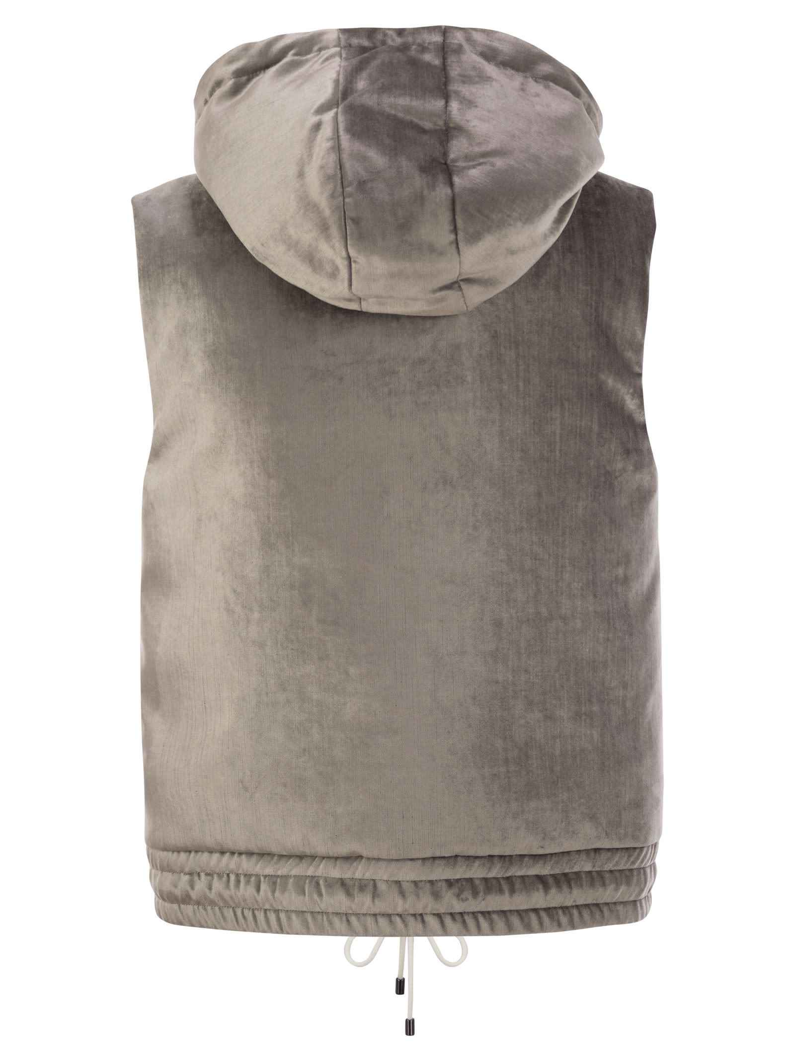 Brunello Cucinelli Women Sleeveless Velvet Down Jacket Sleek - 2