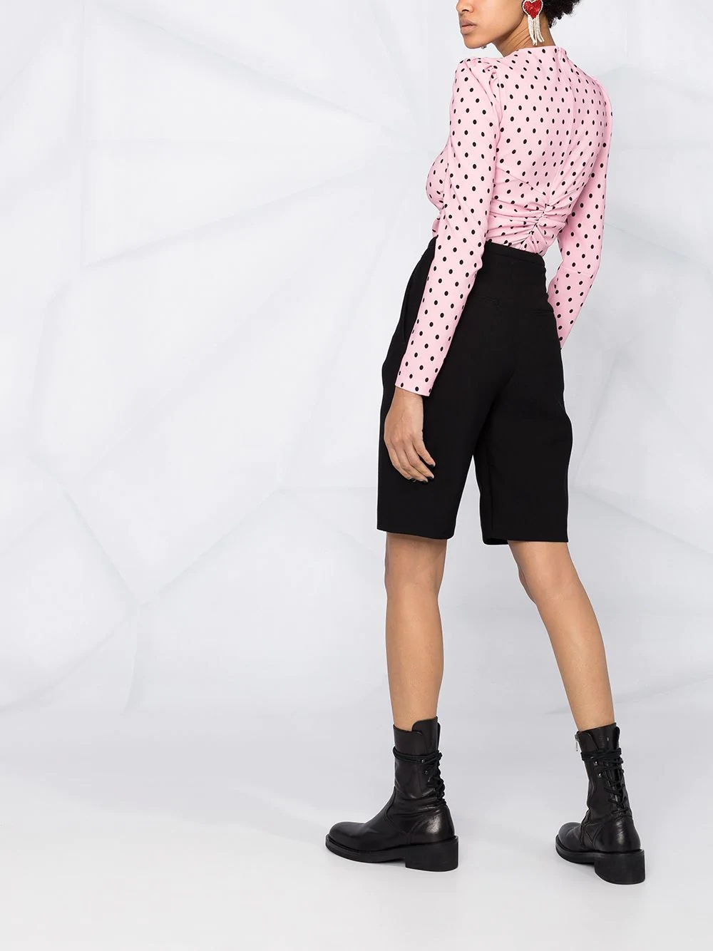 ruched polka-dot print top - 4