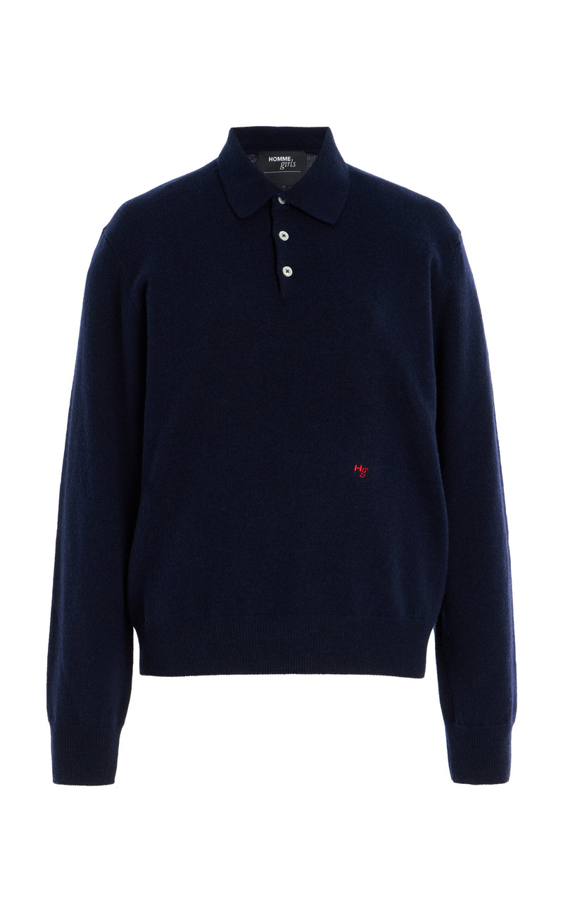 Wool-Cashmere Polo Shirt navy 1