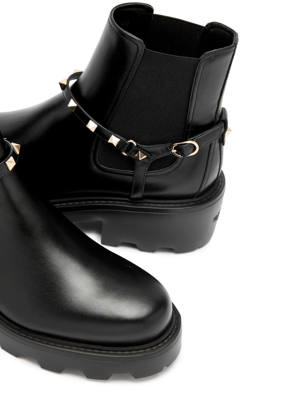 Valentino Rockstud Beatle Leather Ankle Boot - 3