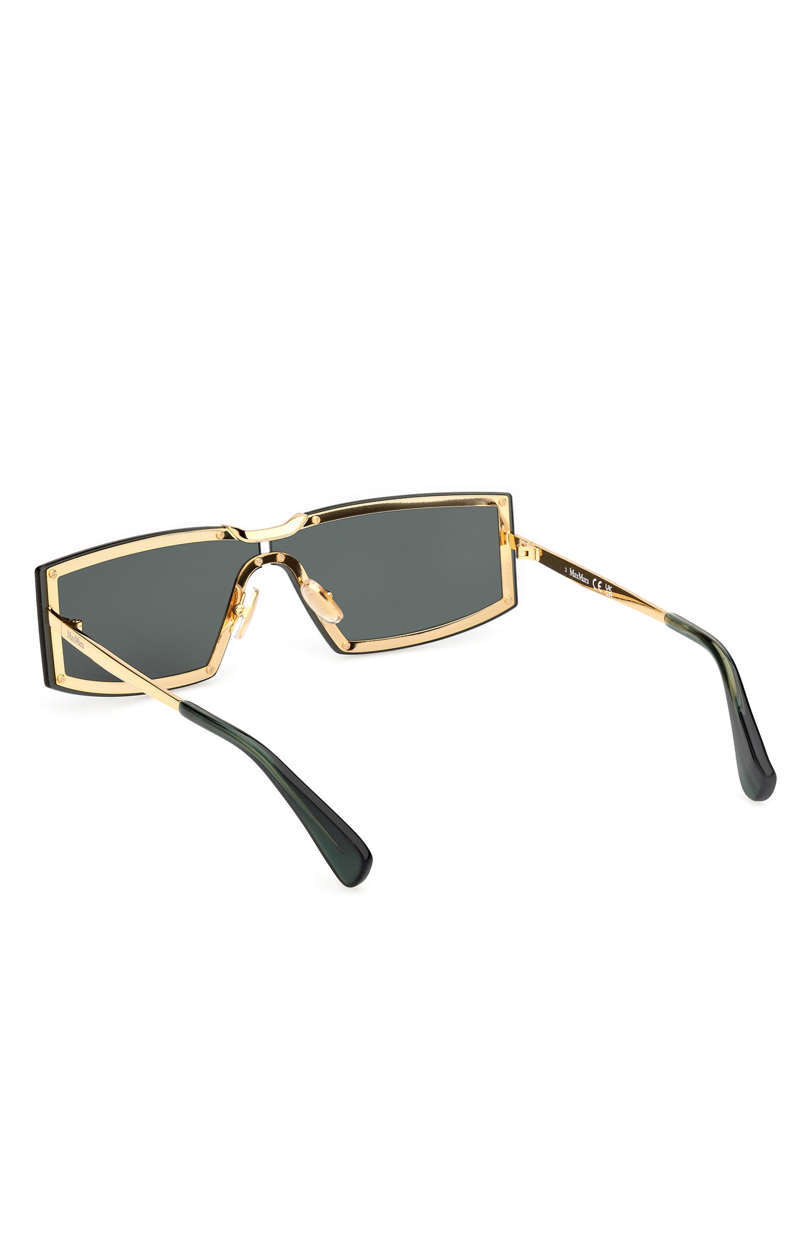 Max Mara 68mm Oversize Rectangular Sunglasses in Gold/Strpd Emerald /Emerald at Nordstrom - 7