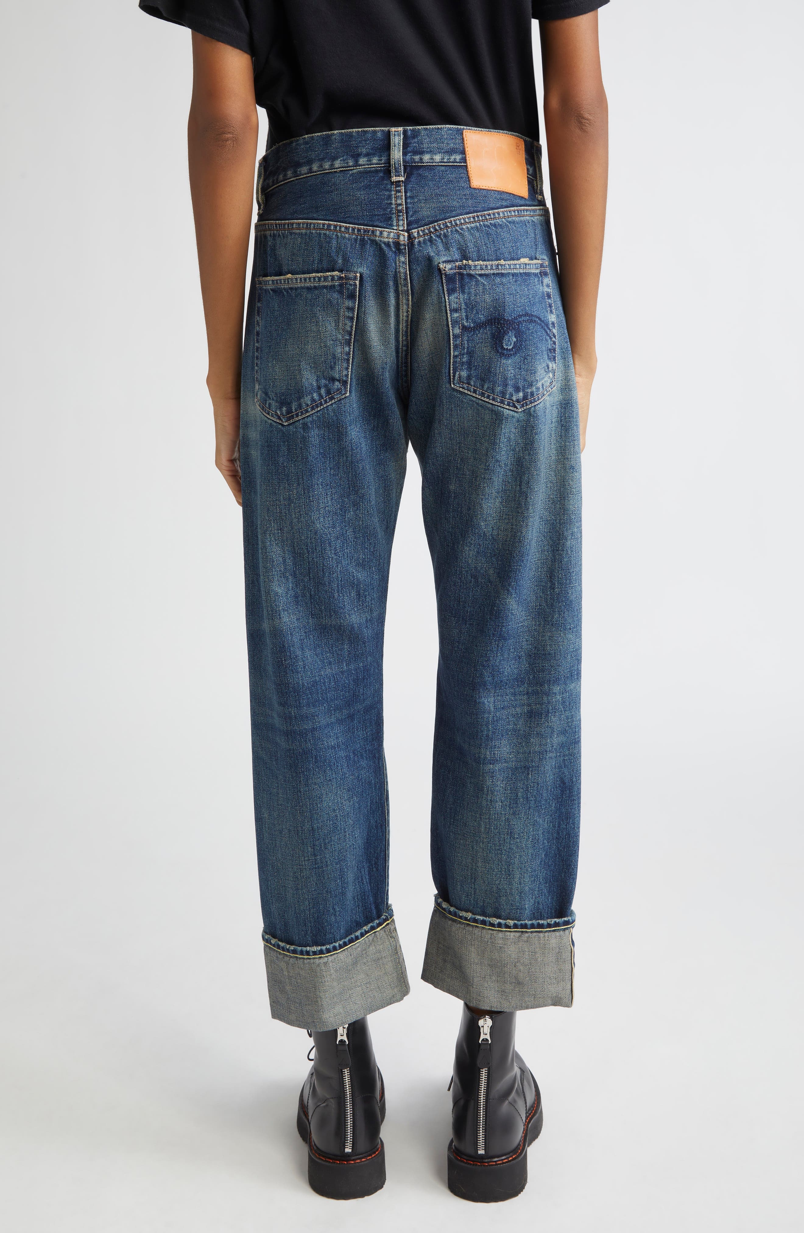 R13 Cuffed Boyfriend Jeans in Adelaide Selvedge Blue at Nordstrom - 2