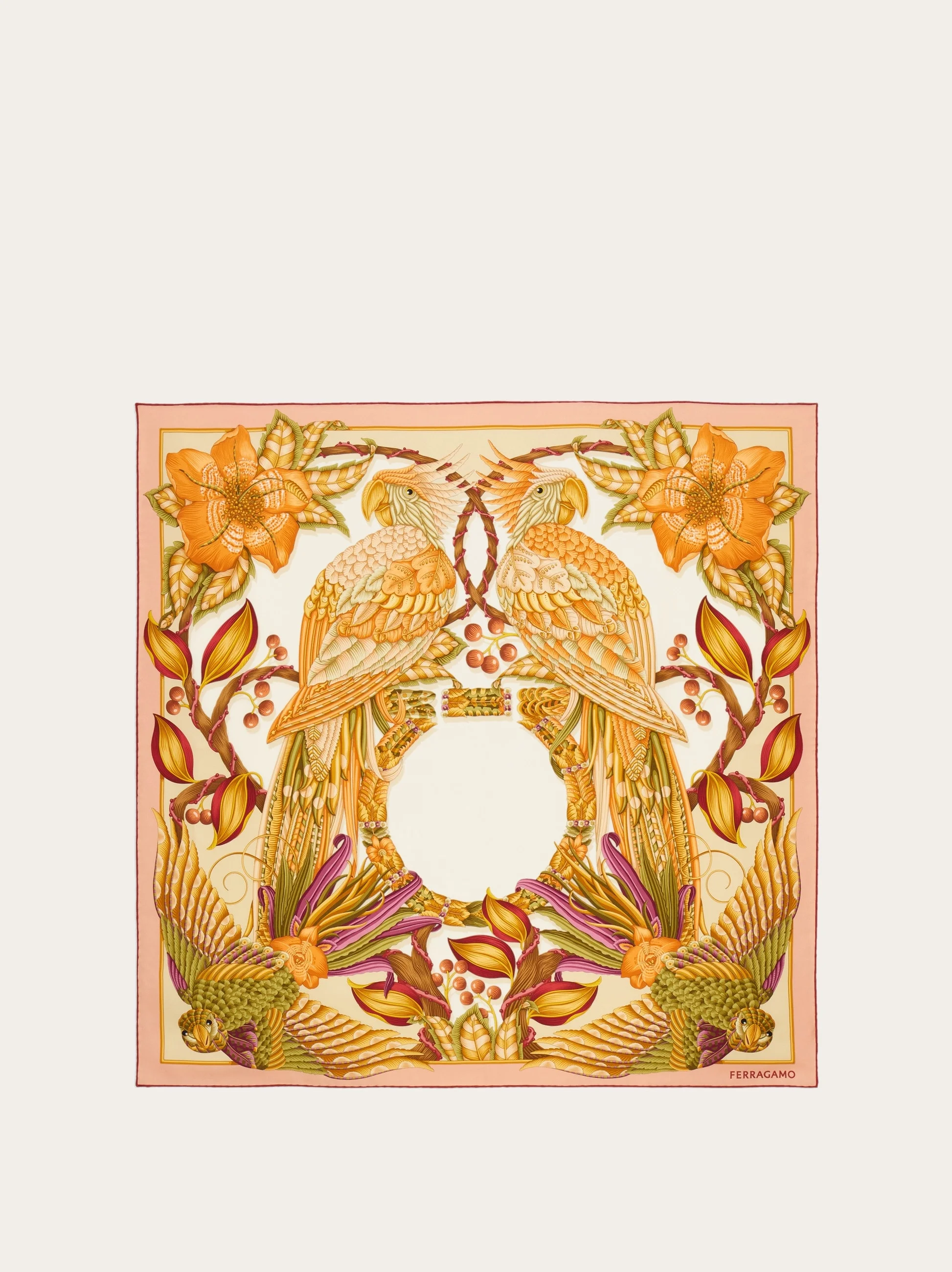 Parrots print silk foulard - 1