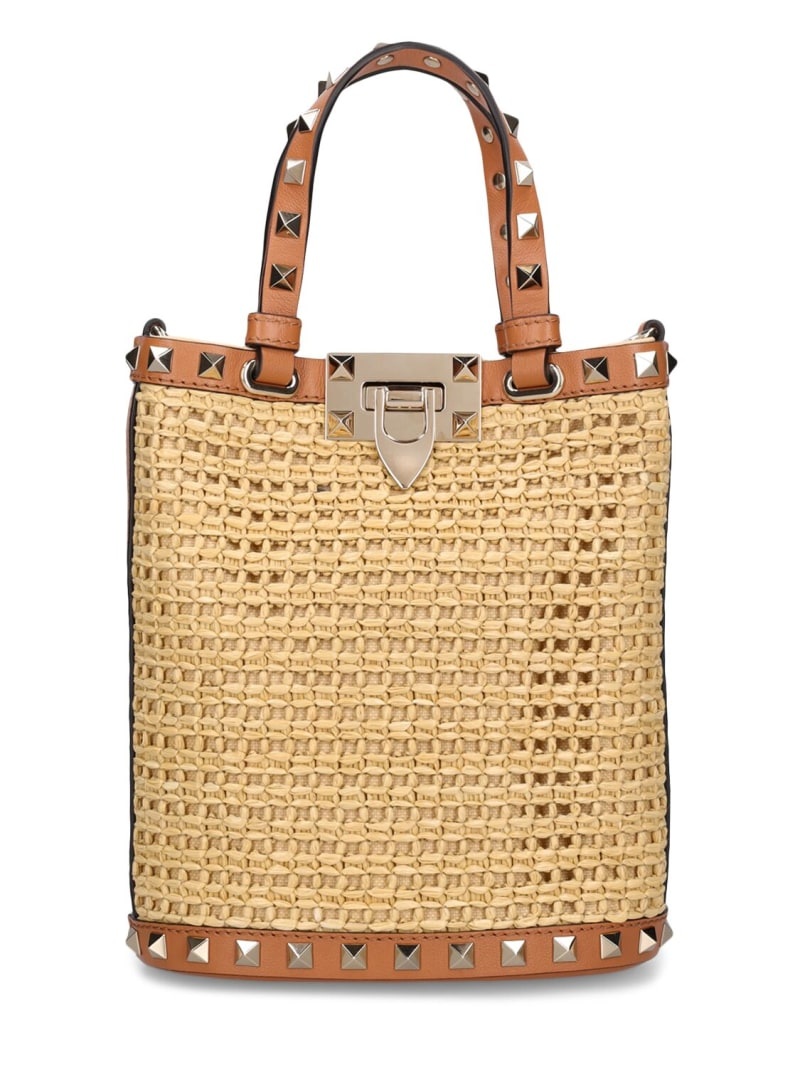 Rockstud raffia effect bucket bag - 1