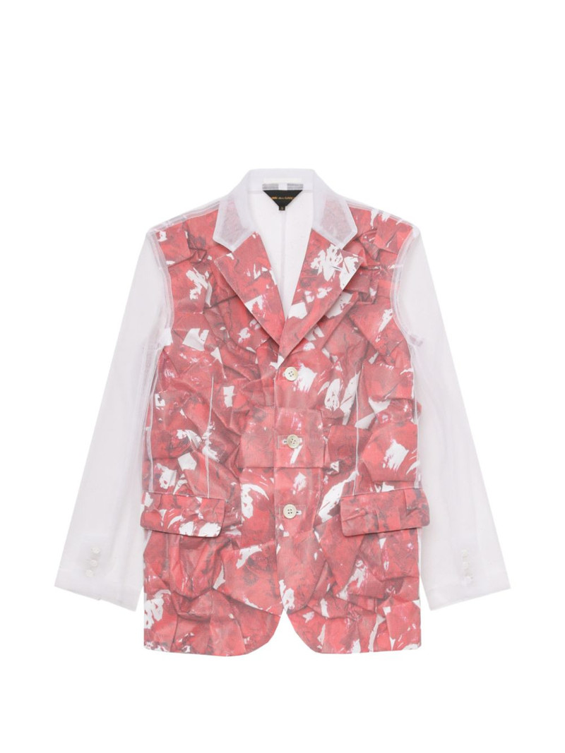 printed sheer blazer 1