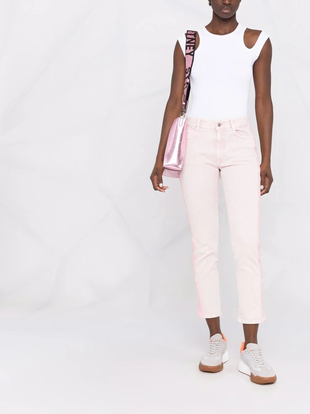 logo tape slim jeans - 2