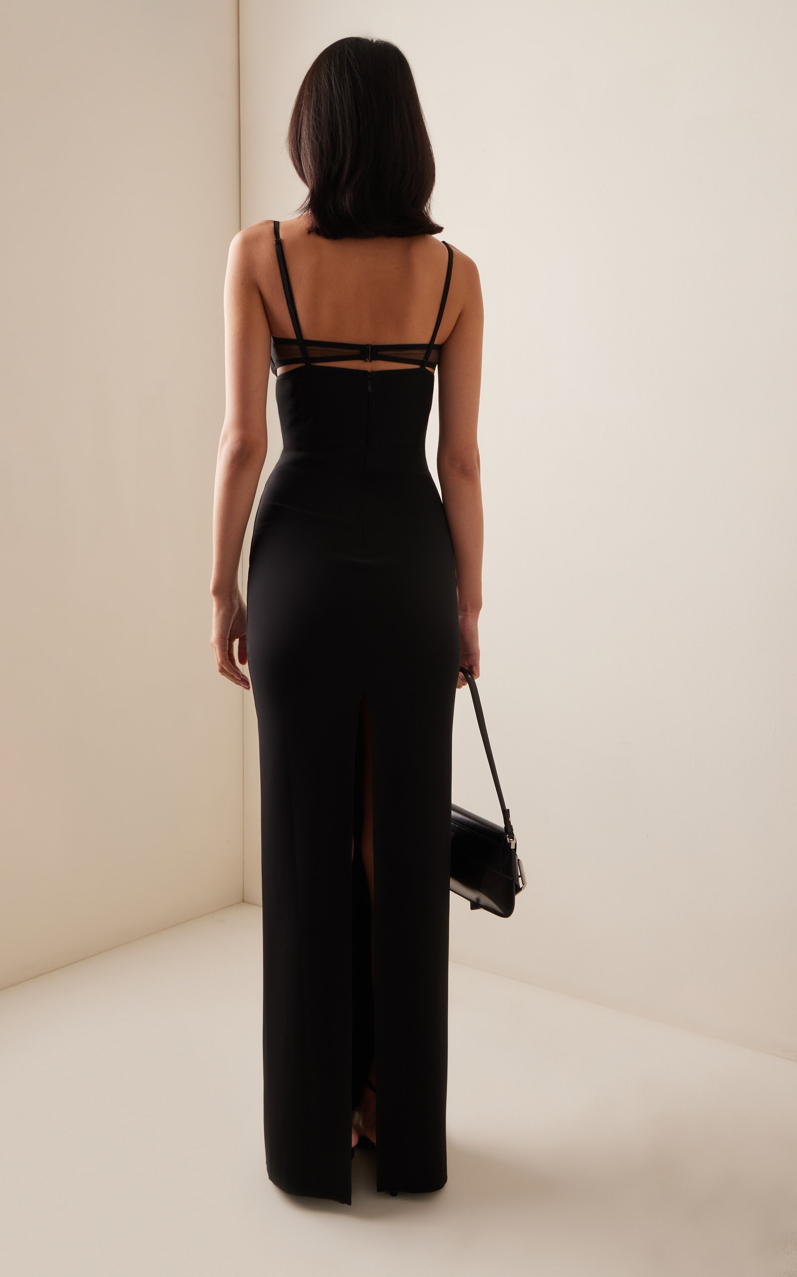 Cutout Crepe Bustier Maxi Dress black - 4