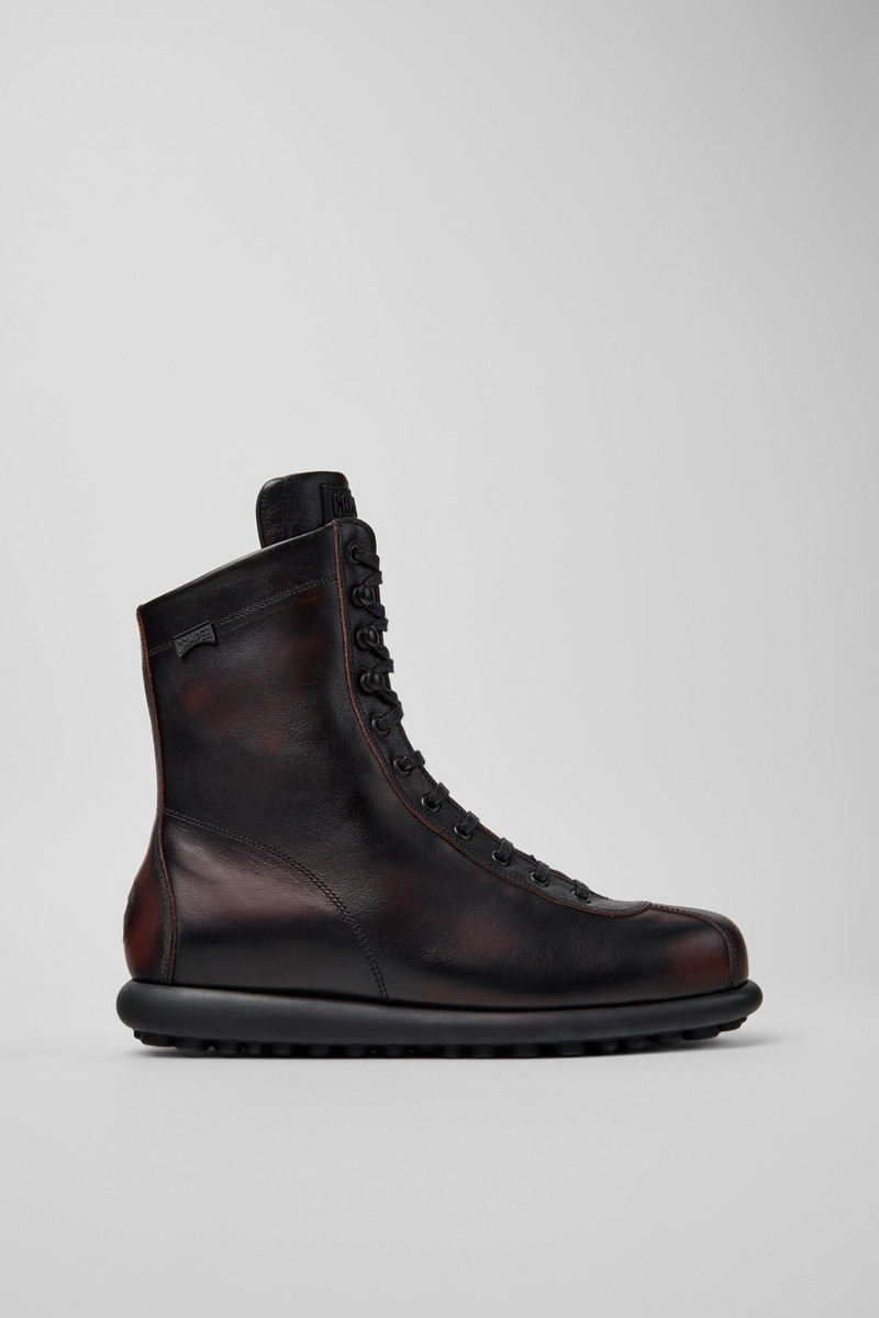 Multicolor Leather Mid Boots for Men. 1
