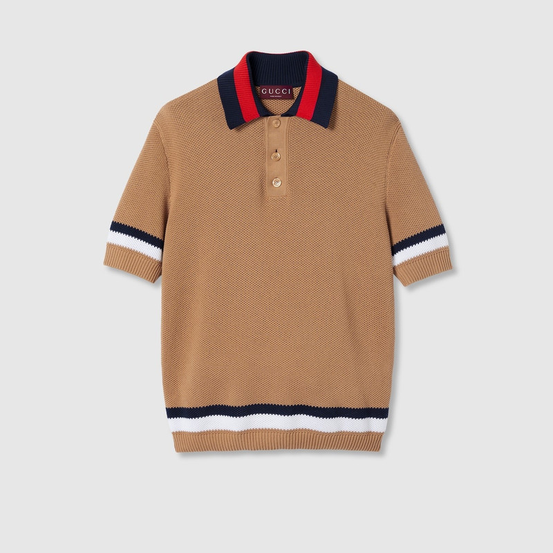 Piquet knit cotton polo shirt 1