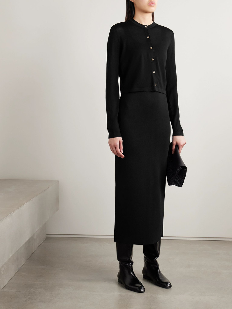 KHAITE Brieta merino wool cardigan Black outlook