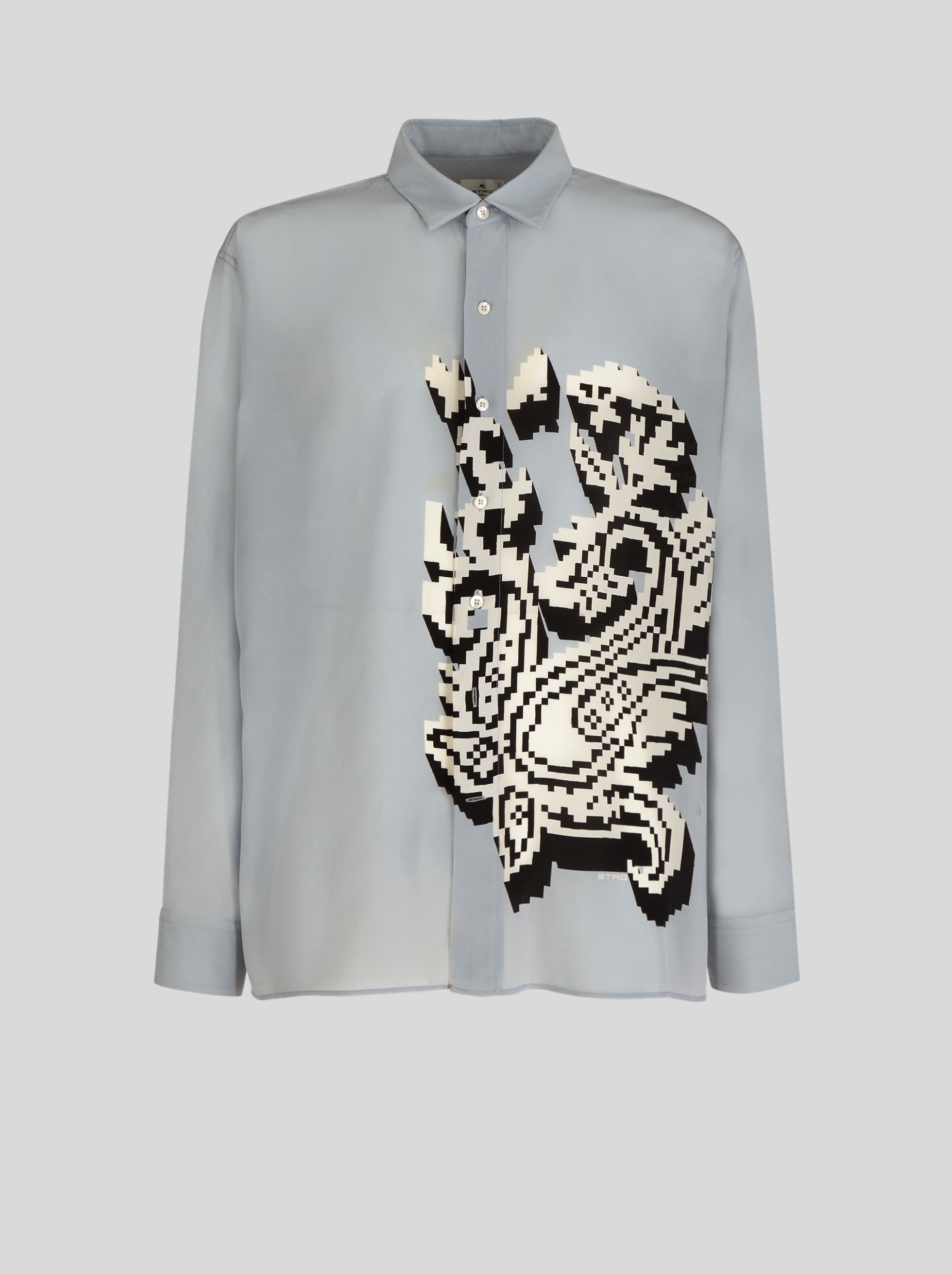 PLACED PRINT SILK SHIRT - 1
