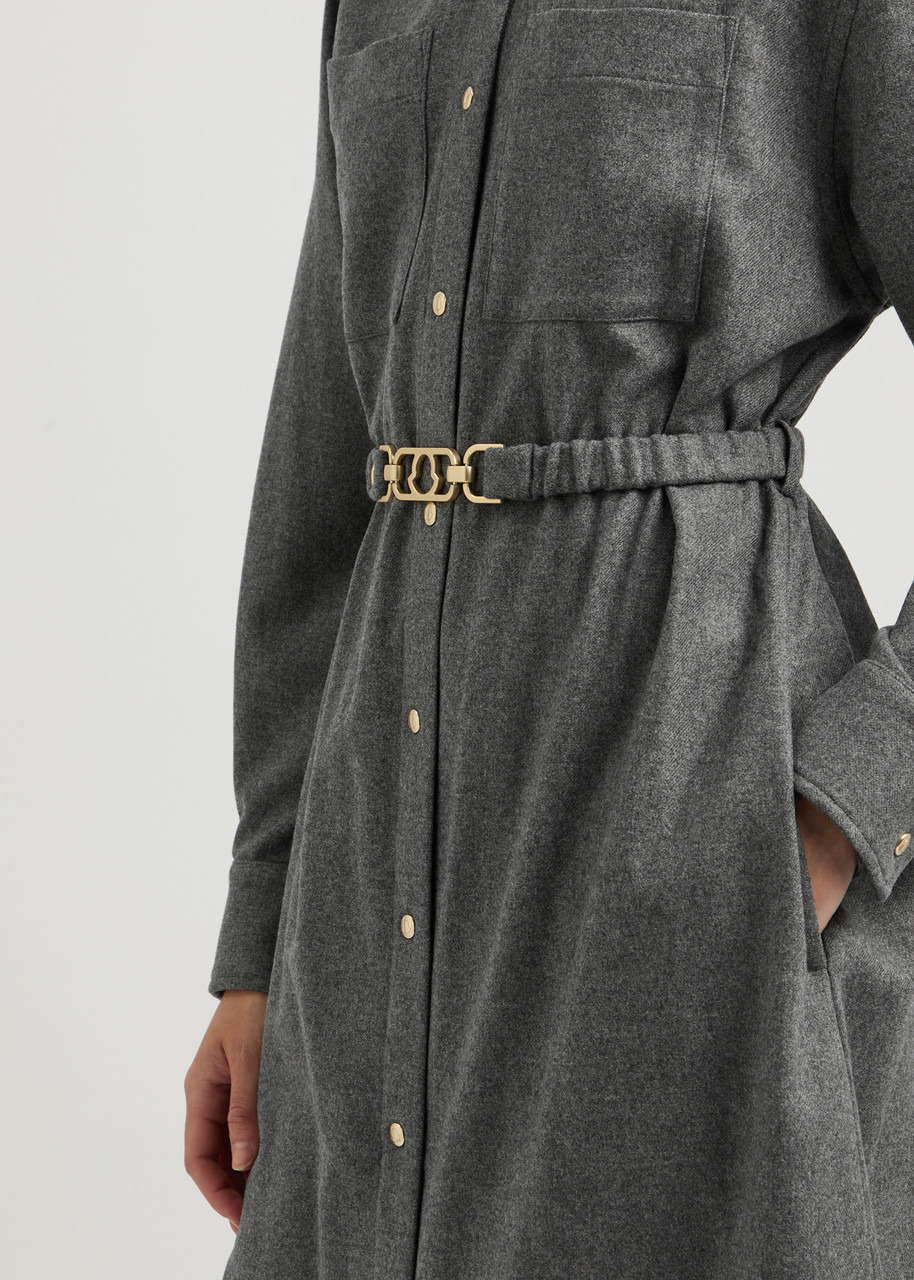 Moncler Belted Wool-blend Midi Shirt Dress - 5