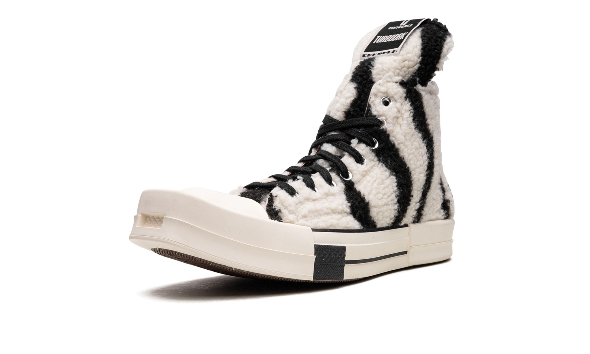 TURBODRK Chuck Taylor All-Star 70 Hi "Rick Owens DRKSHDW Sherpa Zebra Print White Black" - 4