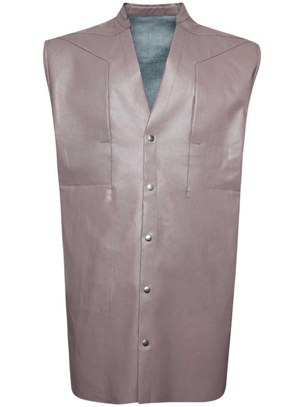 faux-leather sleeveless shirt - 1