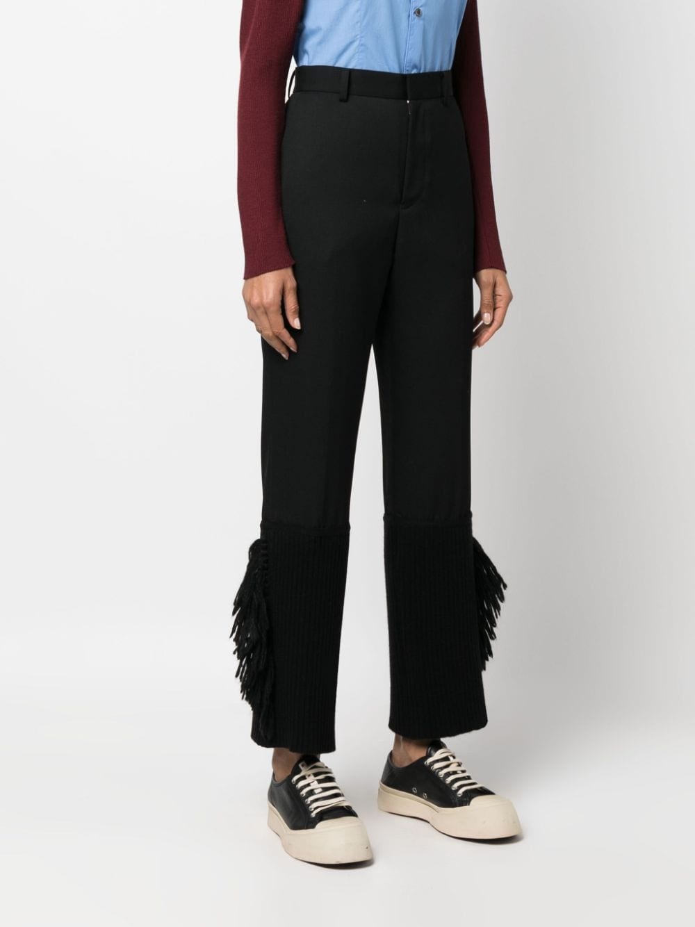 frayed-trim cropped trousers - 3