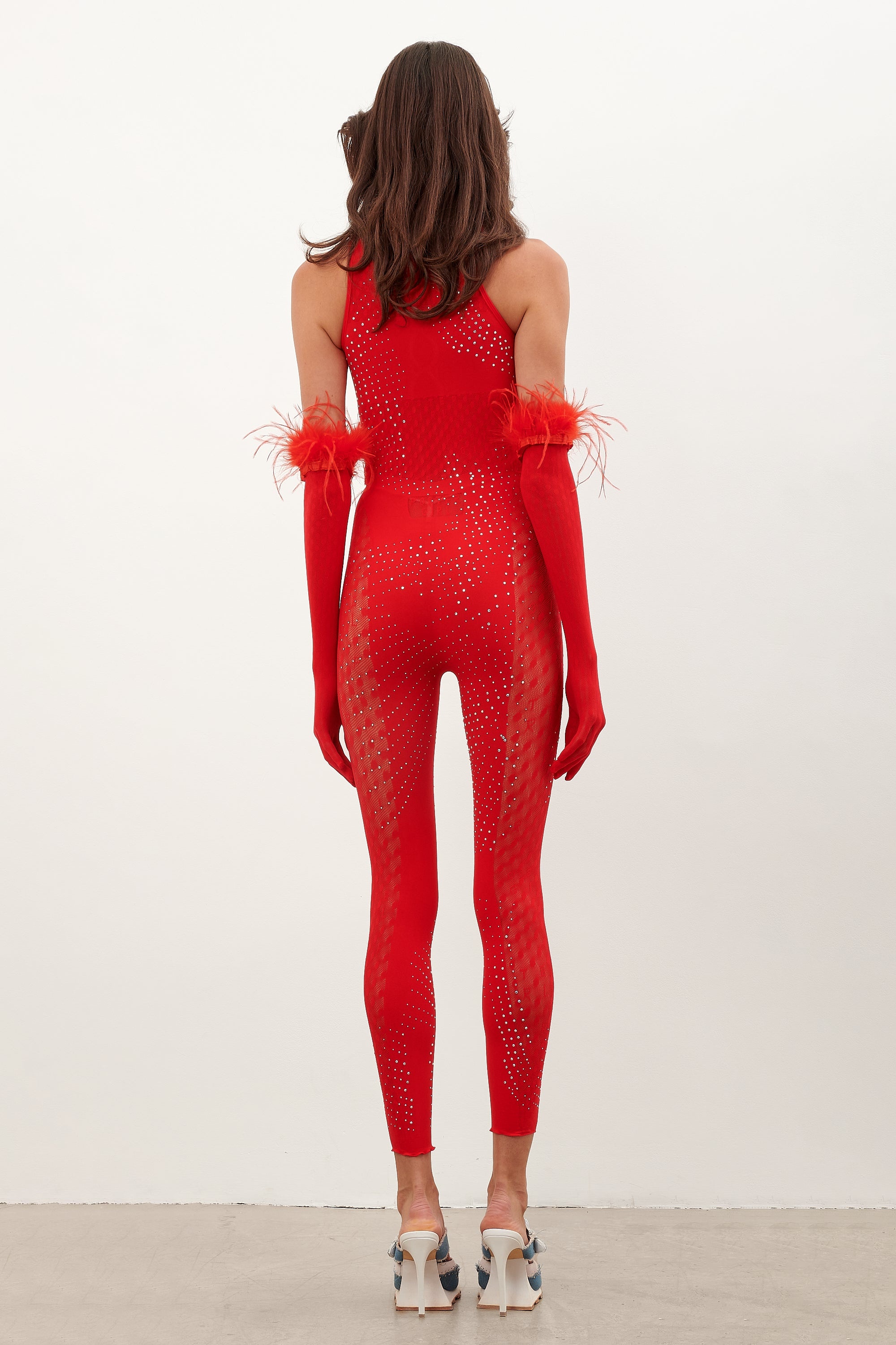 RHINESTONED JANICE JUMPSUIT X GLOVES HEARTBREAKER - 4