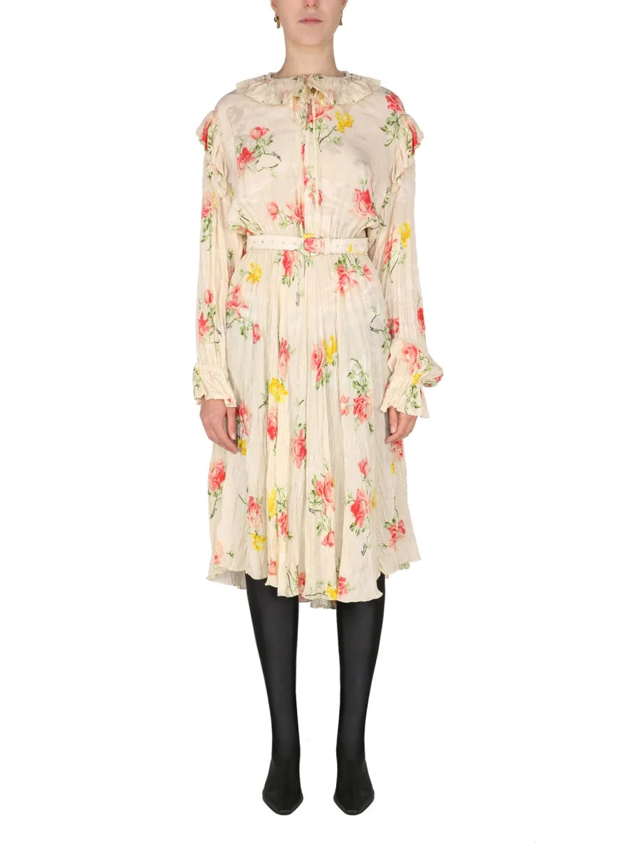 Vintage Flower Offshoulder Dress - 1