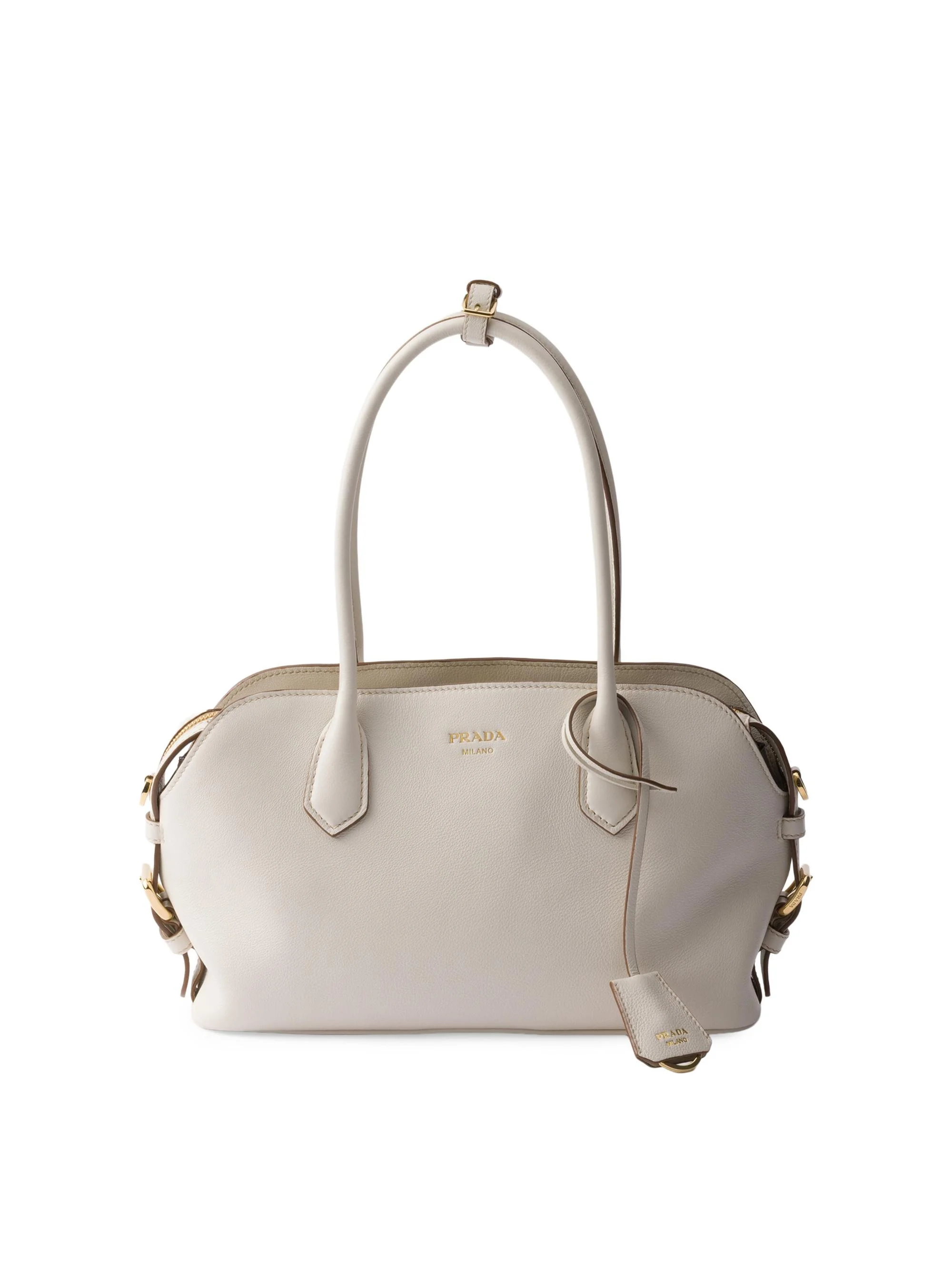 Women's Leather Top Handle Bag - Beige Khaki - 1