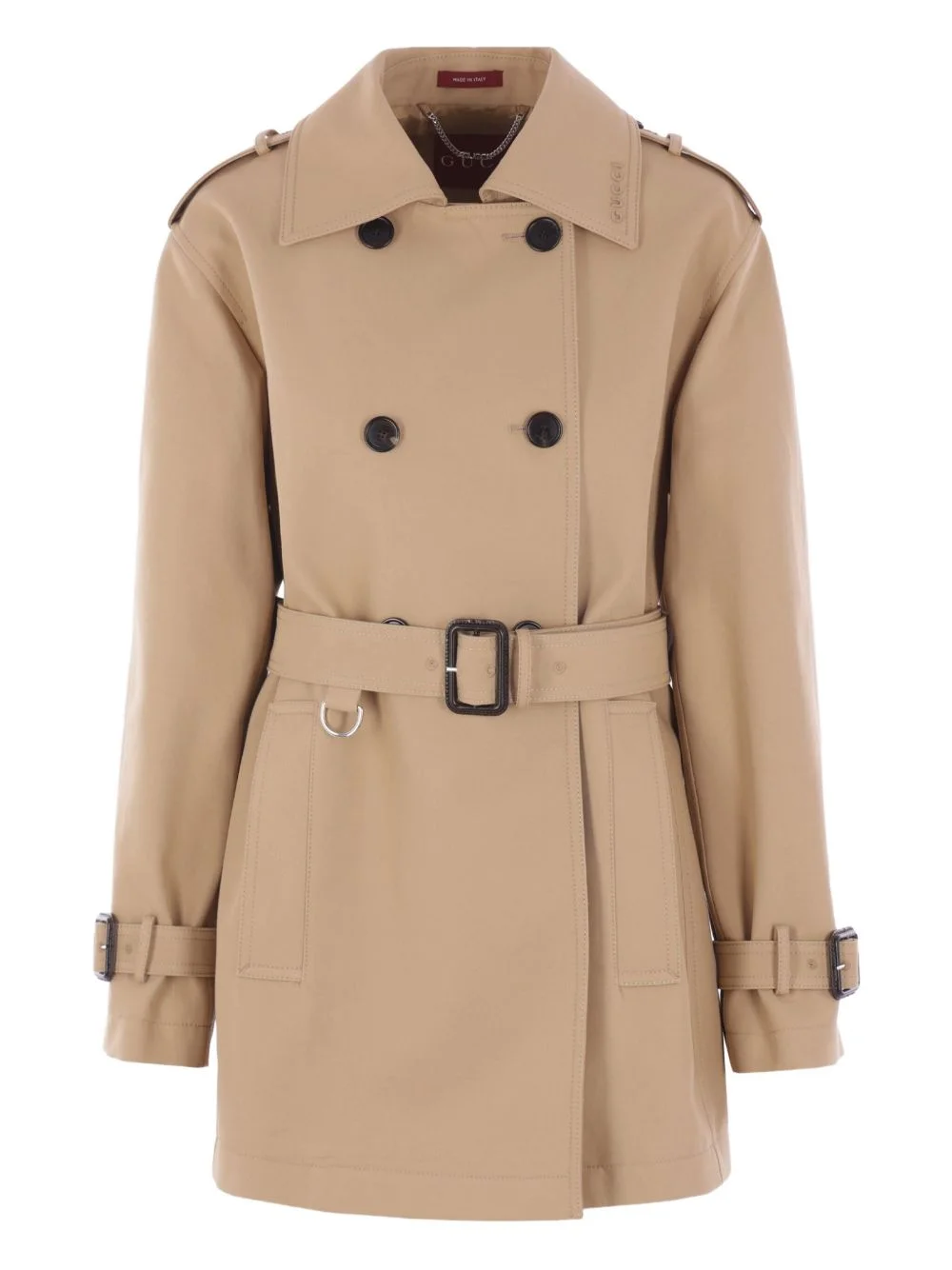 double-breasted belted trench coat - 1