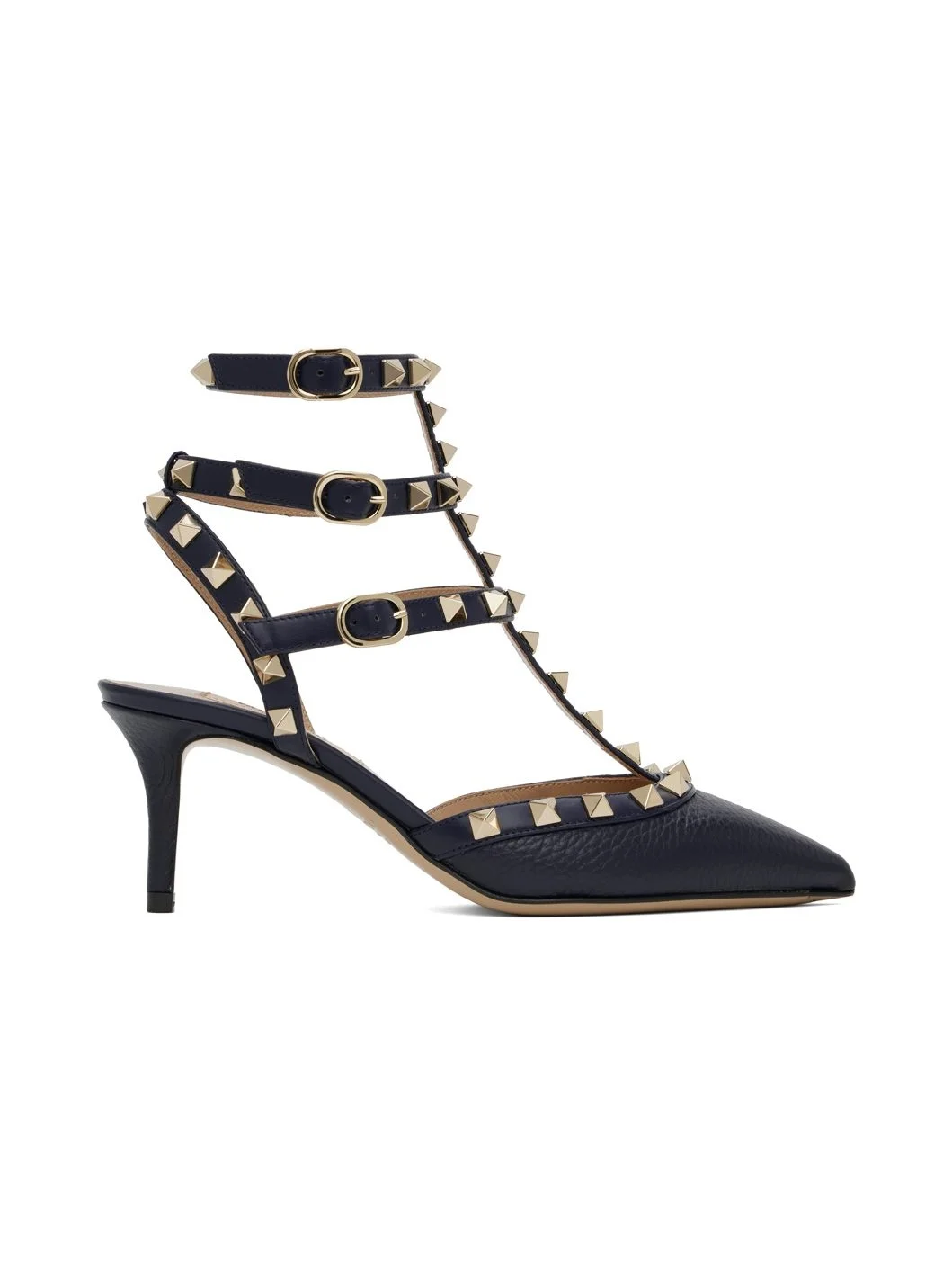 Navy Rockstud Caged 65mm Heels - 1