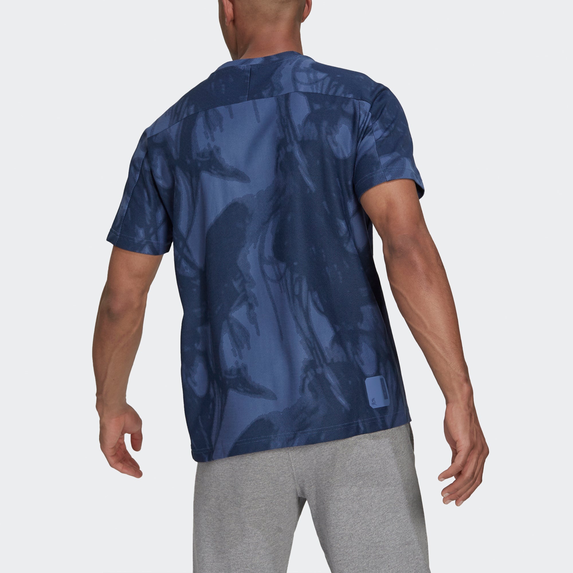 adidas Wj Top Series Sports Loose Printing Round Neck Short Sleeve Blue GU1801 - 4