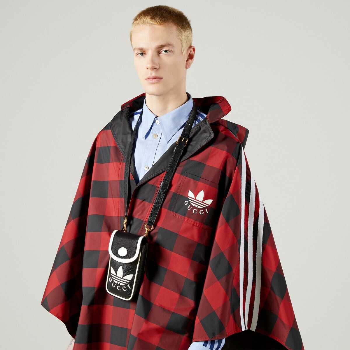 adidas x Gucci Gingham nylon cape coat - 4