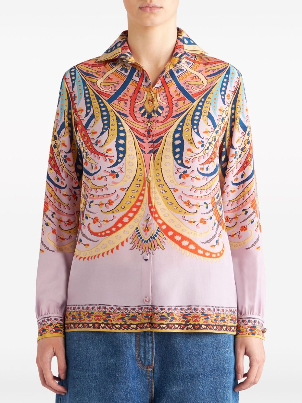 paisley-print crepe de chine shirt - 2