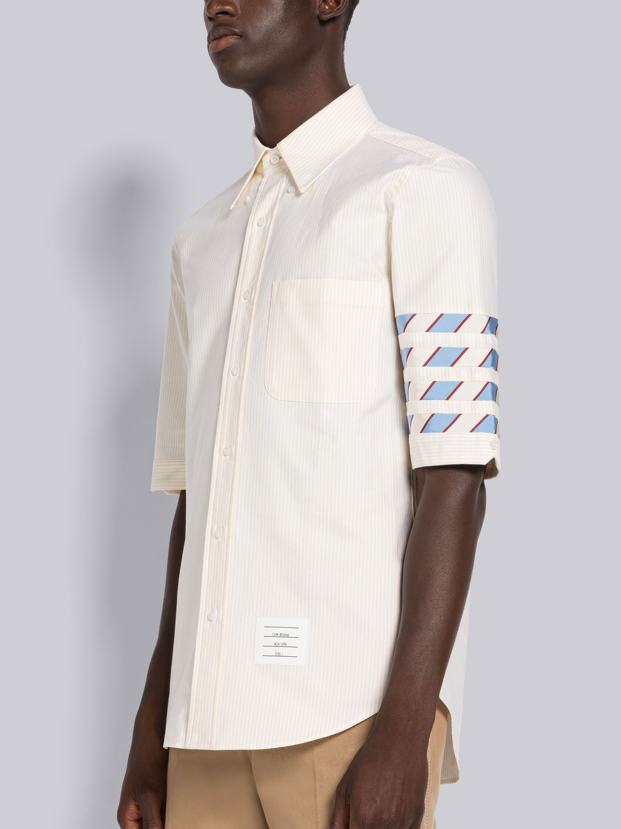 UNIVERSITY STRIPE OXFORD SEAMED 4-BAR SHORT SLEEVE SHIRT - 2