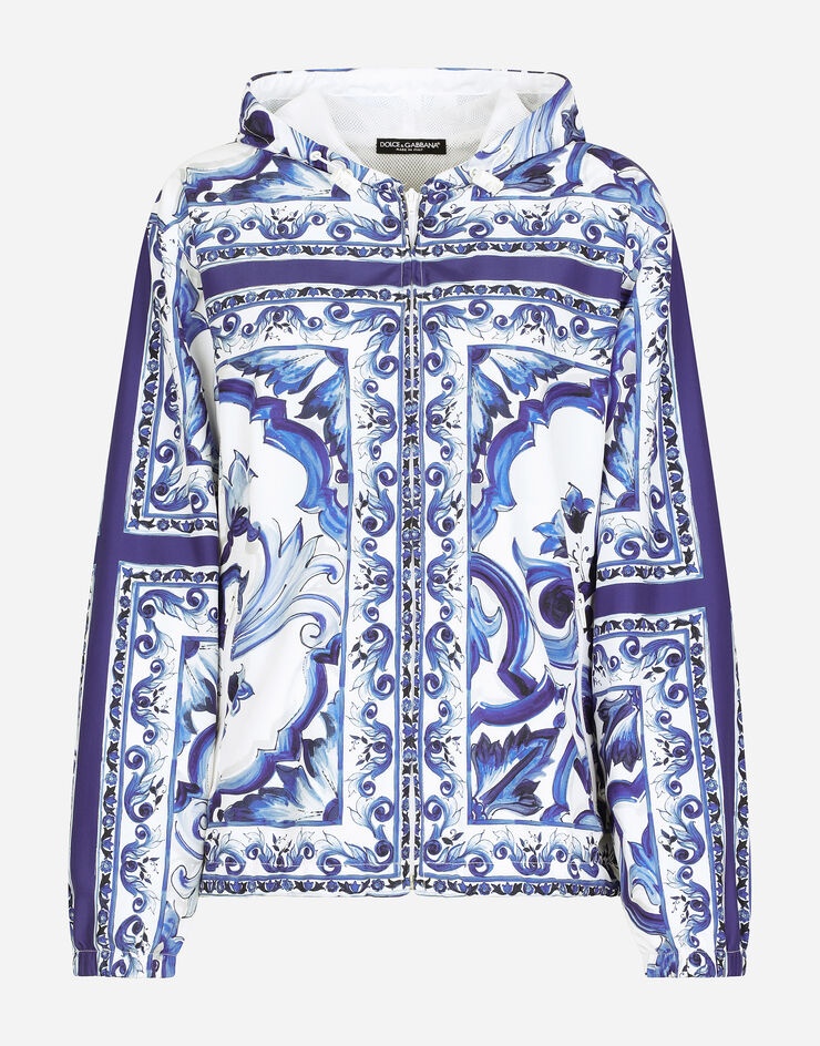 Majolica-print windbreaker with hood - 1